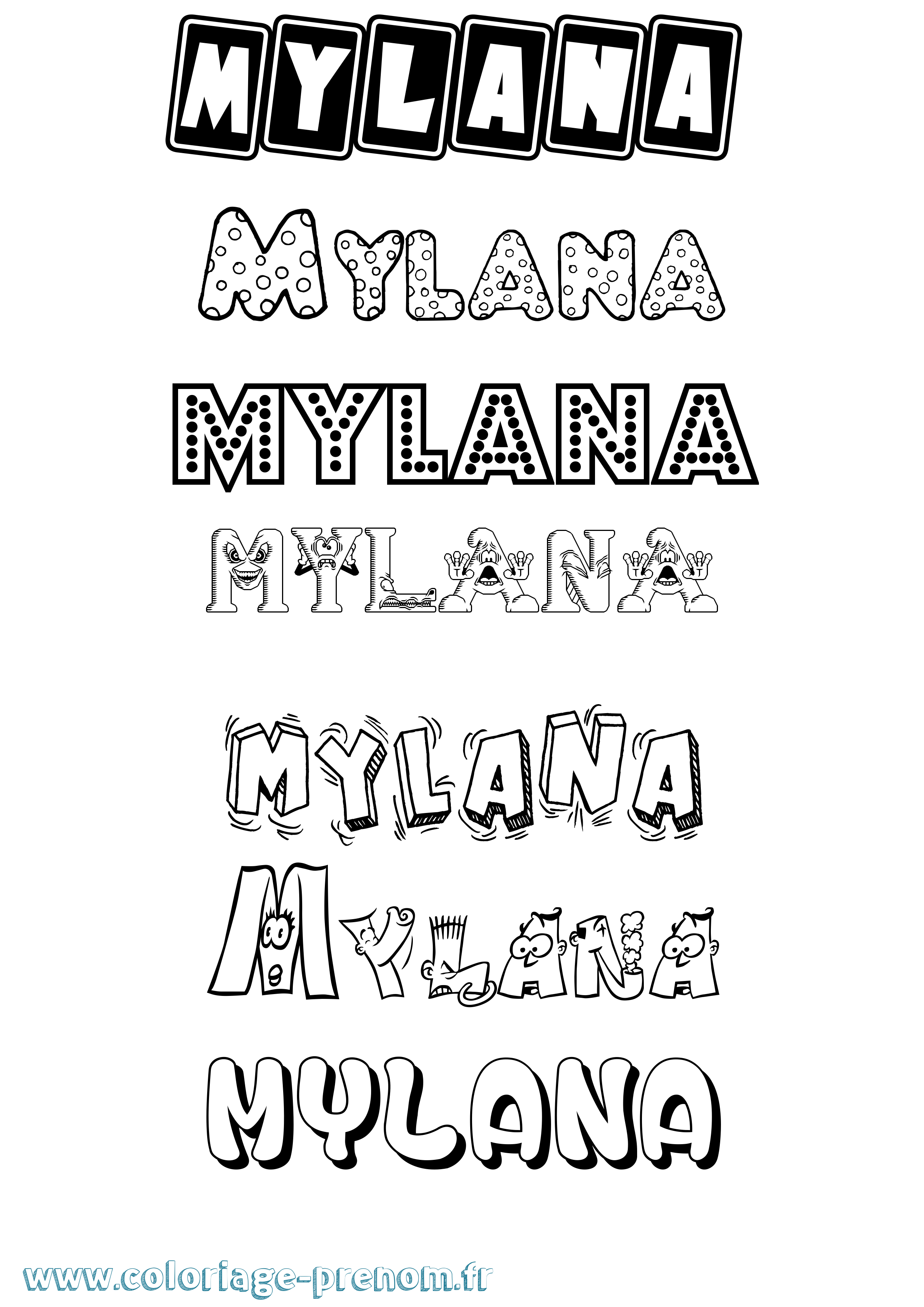 Coloriage prénom Mylana Fun