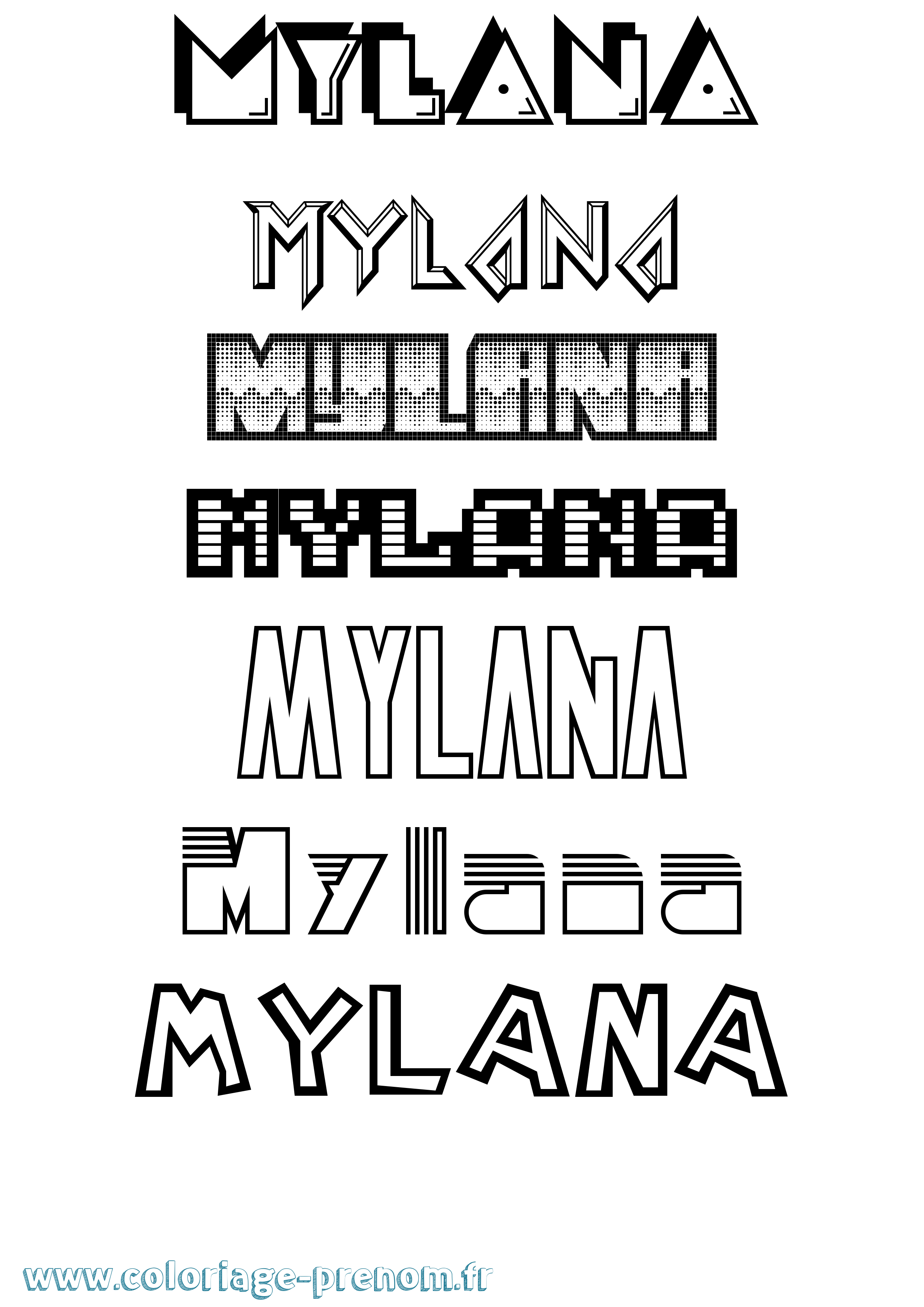 Coloriage prénom Mylana Jeux Vidéos