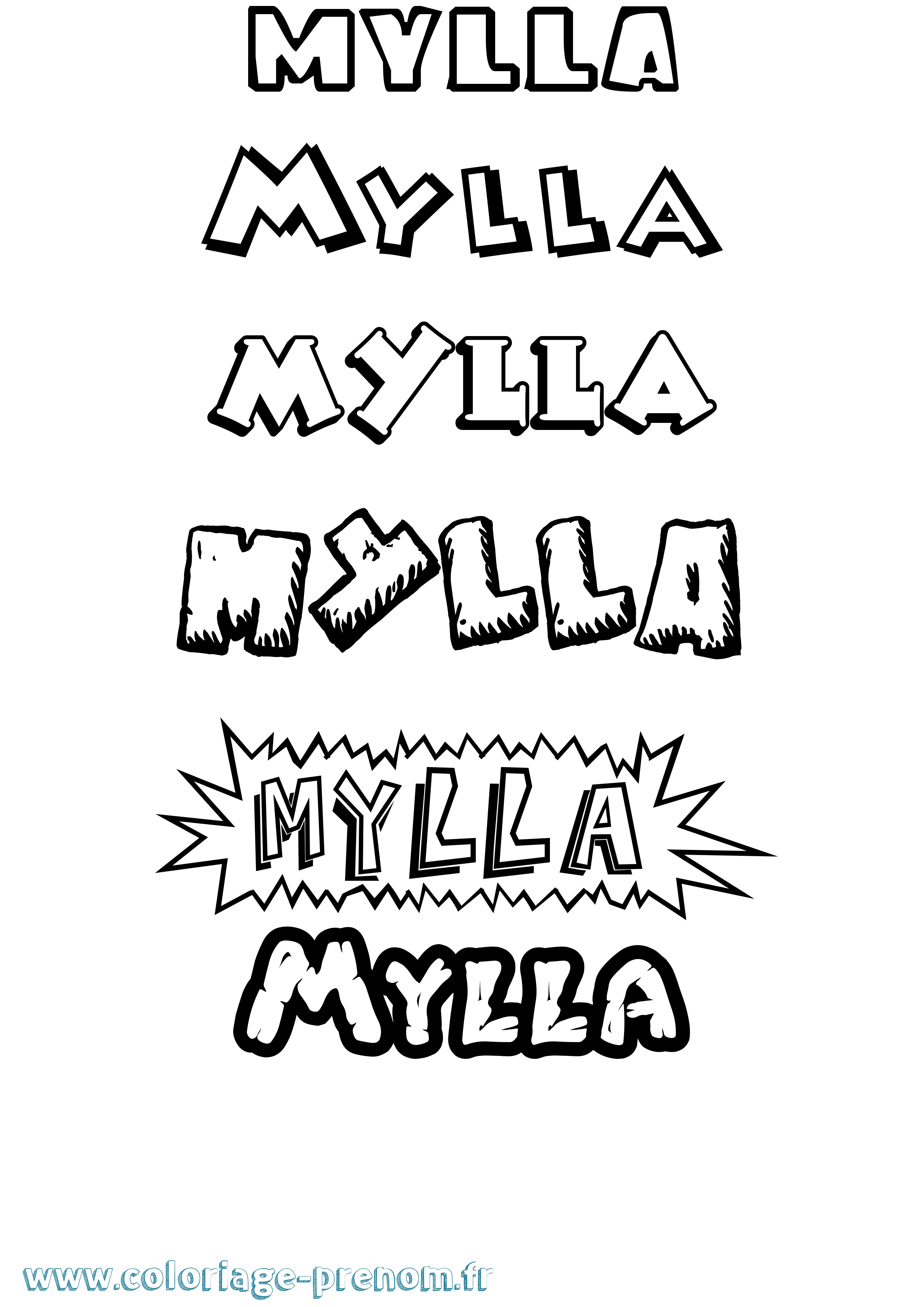 Coloriage prénom Mylla Dessin Animé
