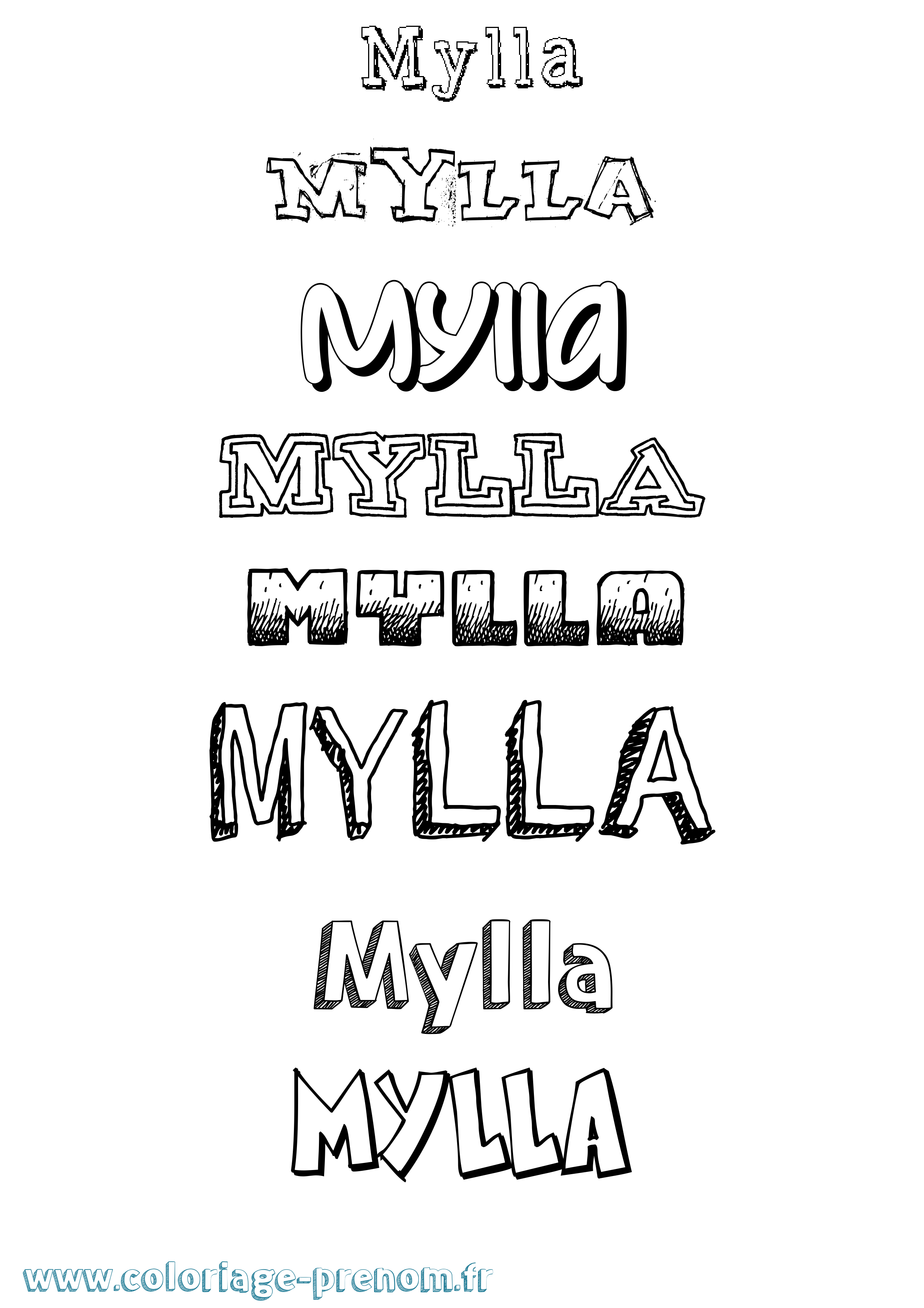 Coloriage prénom Mylla Dessiné