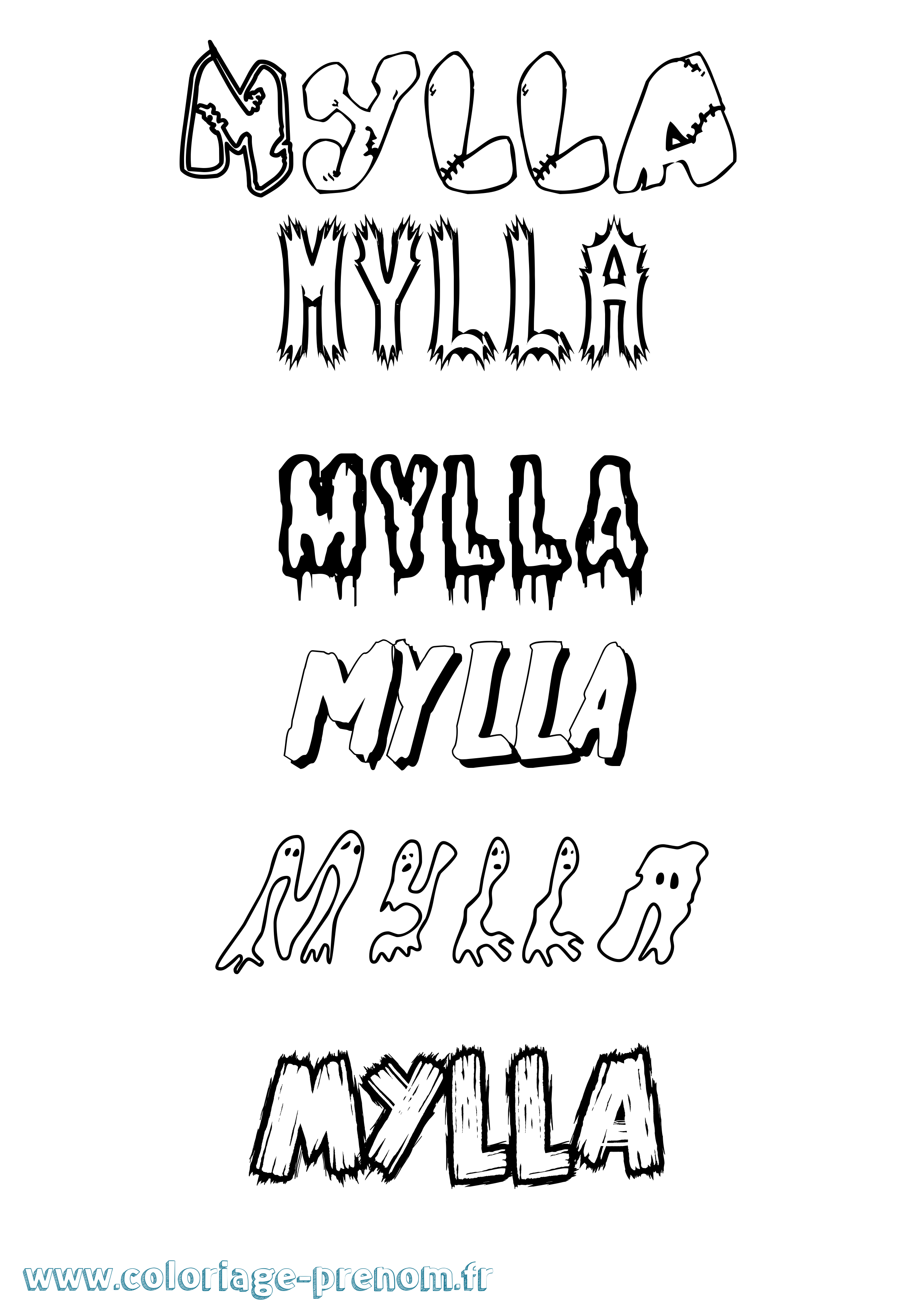 Coloriage prénom Mylla Frisson