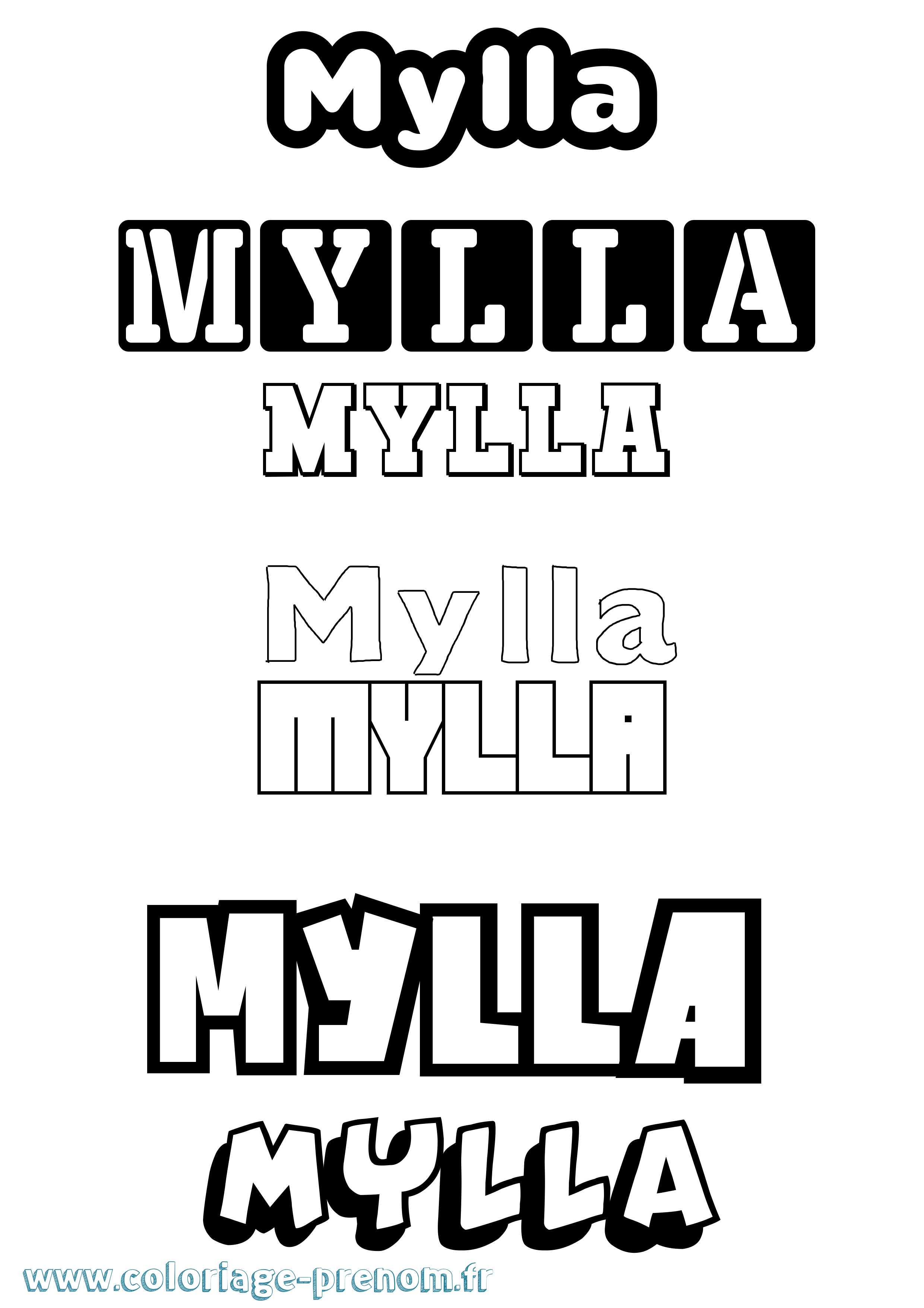 Coloriage prénom Mylla Simple