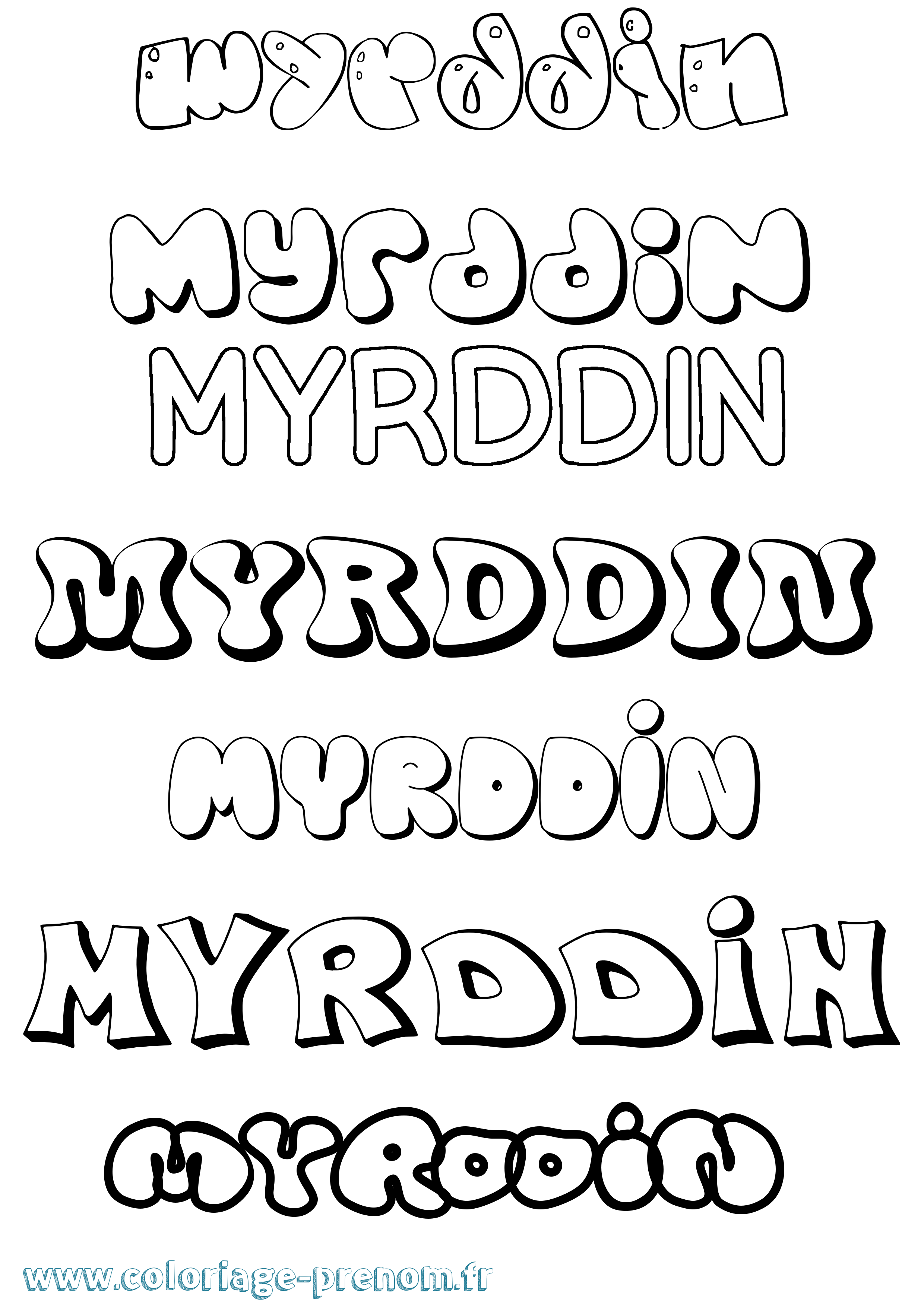 Coloriage Myrddin Bubble Coloriage prénom Myrddin Bubble
