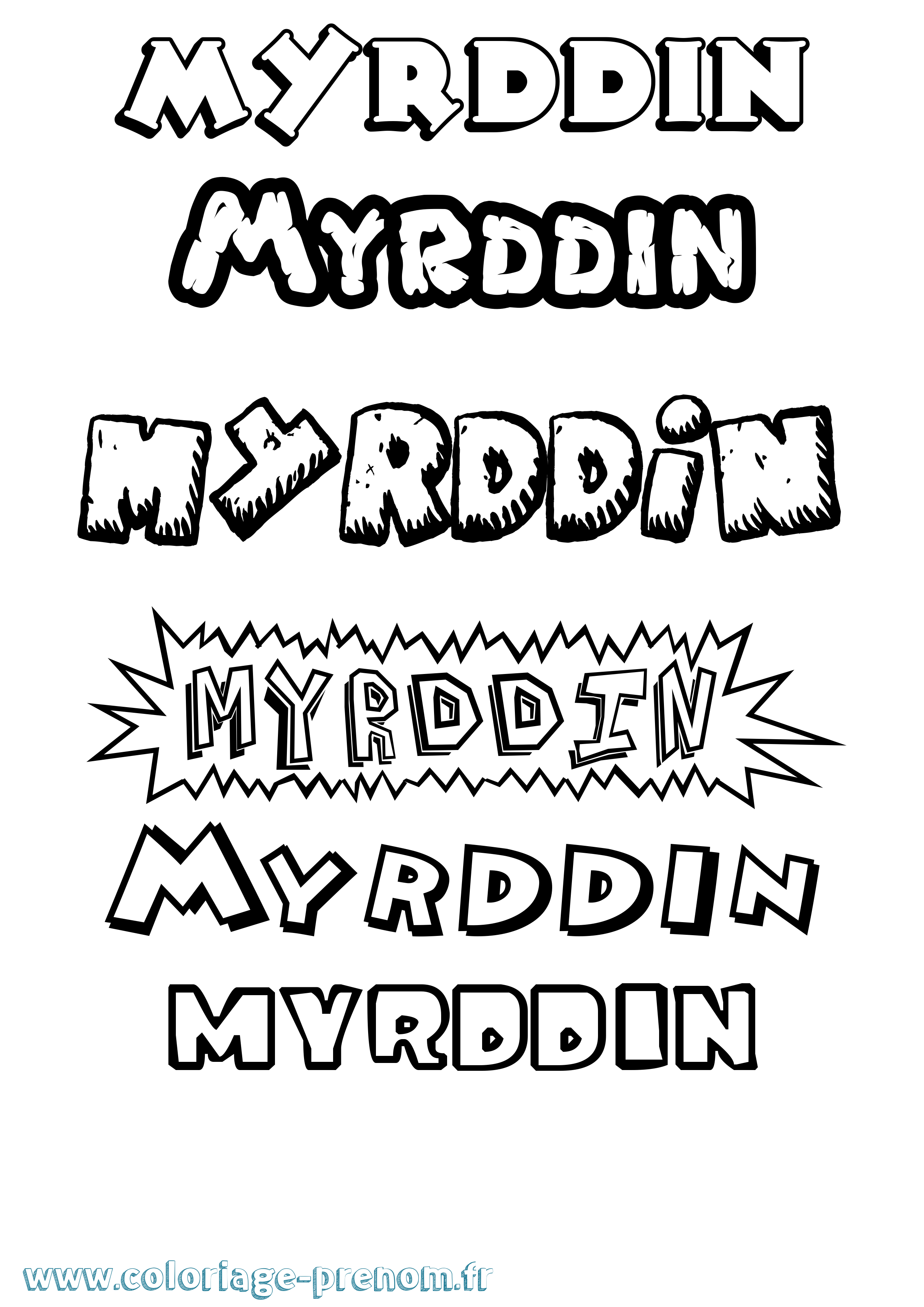 Coloriage Myrddin Dessin Animé Coloriage prénom Myrddin Dessin Animé