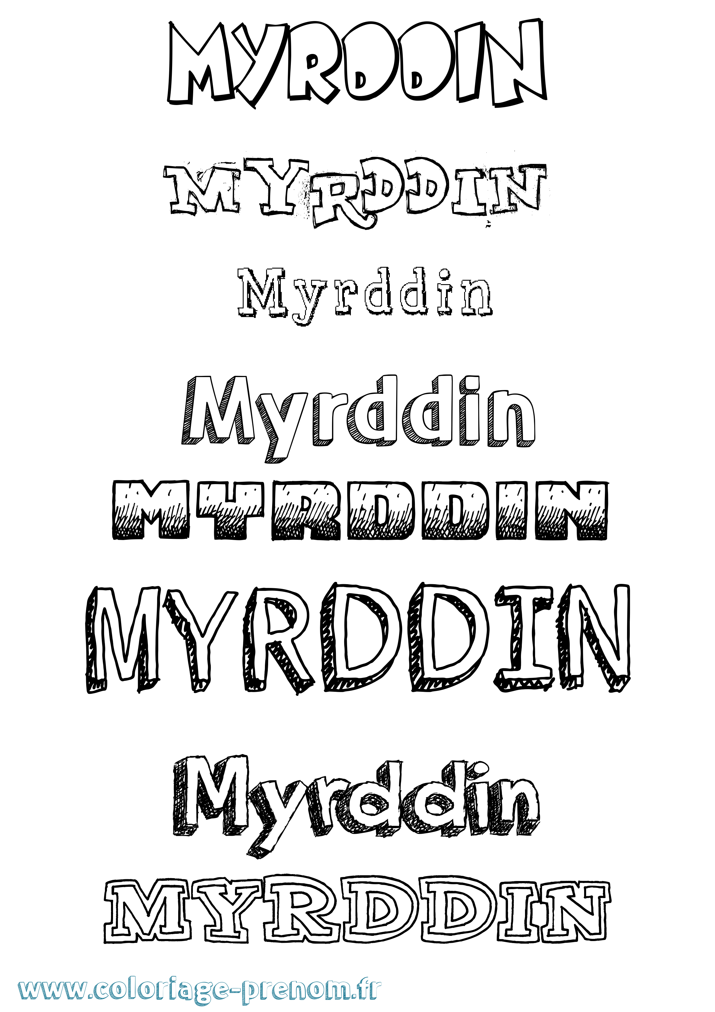Coloriage Myrddin Dessiné Coloriage prénom Myrddin Dessiné