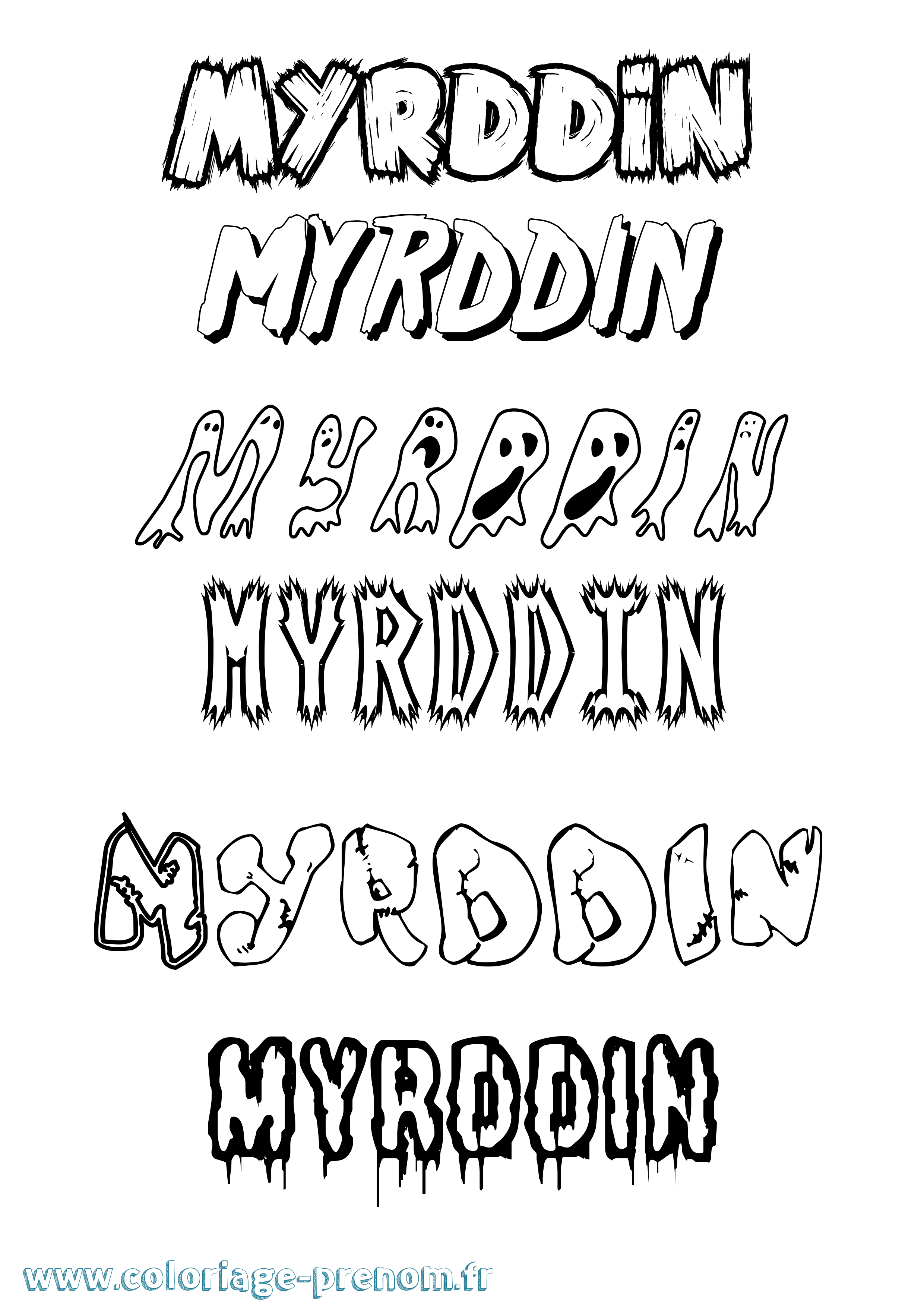 Coloriage Myrddin Frisson Coloriage prénom Myrddin Frisson