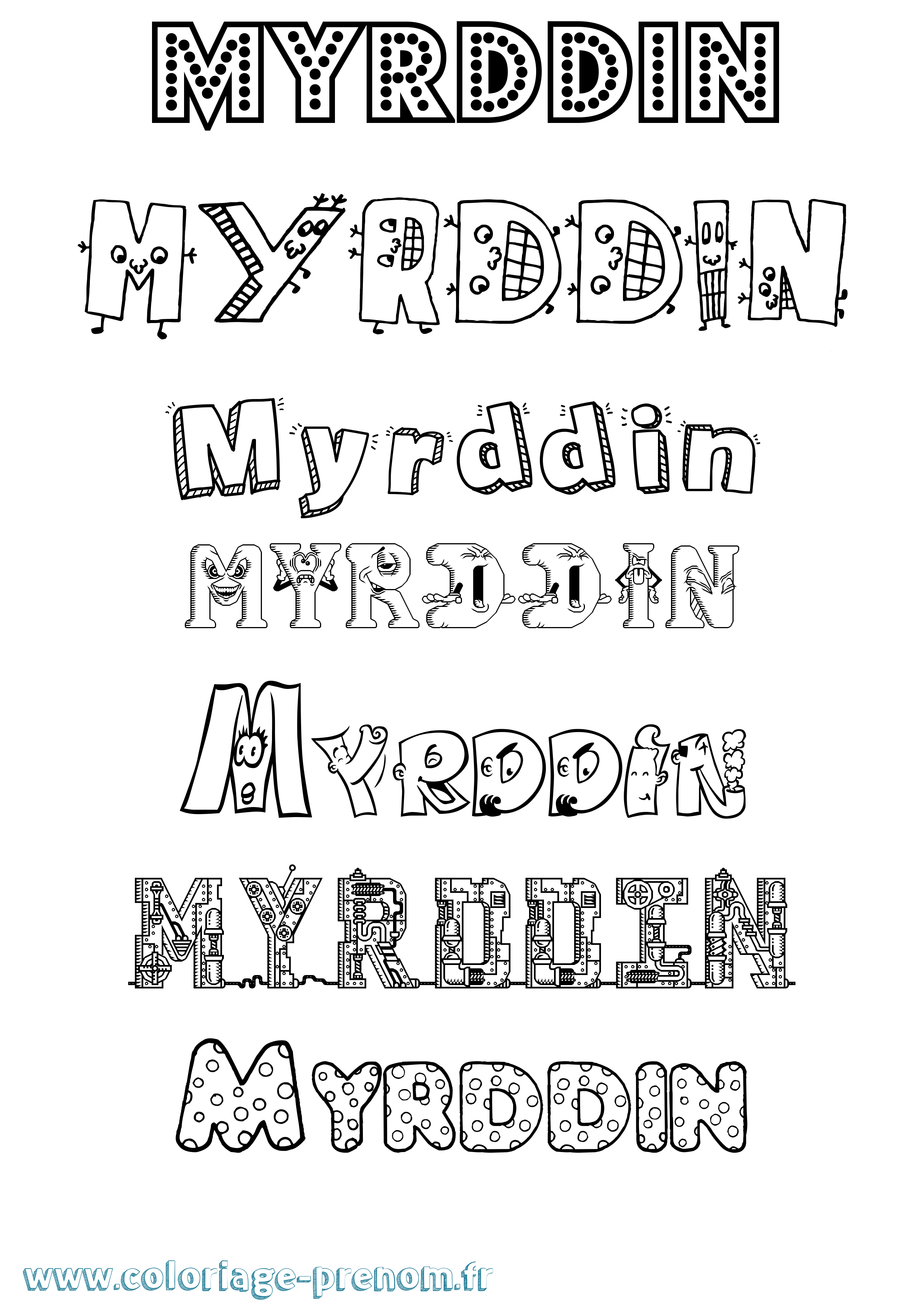 Coloriage Myrddin Fun Coloriage prénom Myrddin Fun