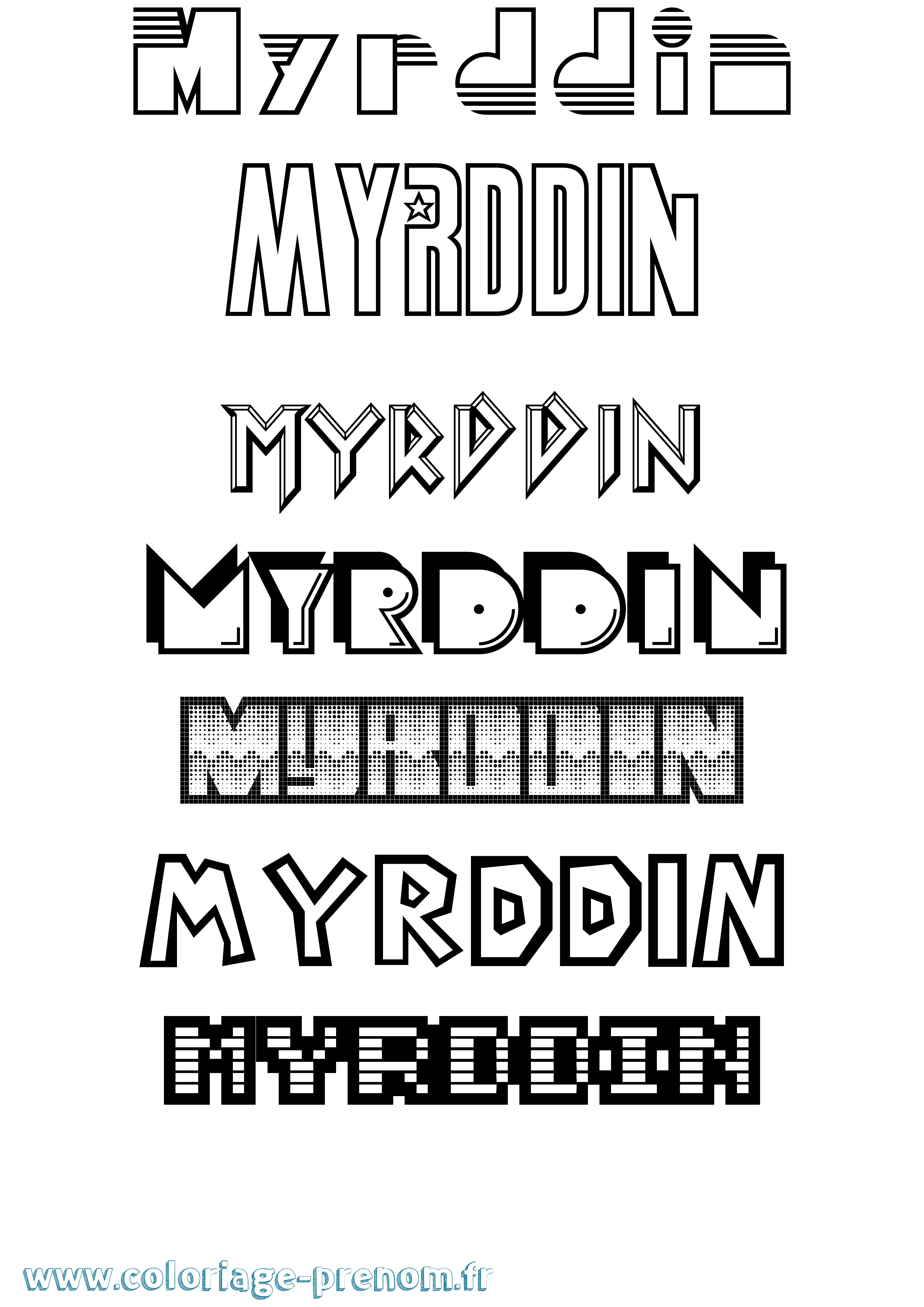 Coloriage prénom Myrddin Jeux Vidéos
