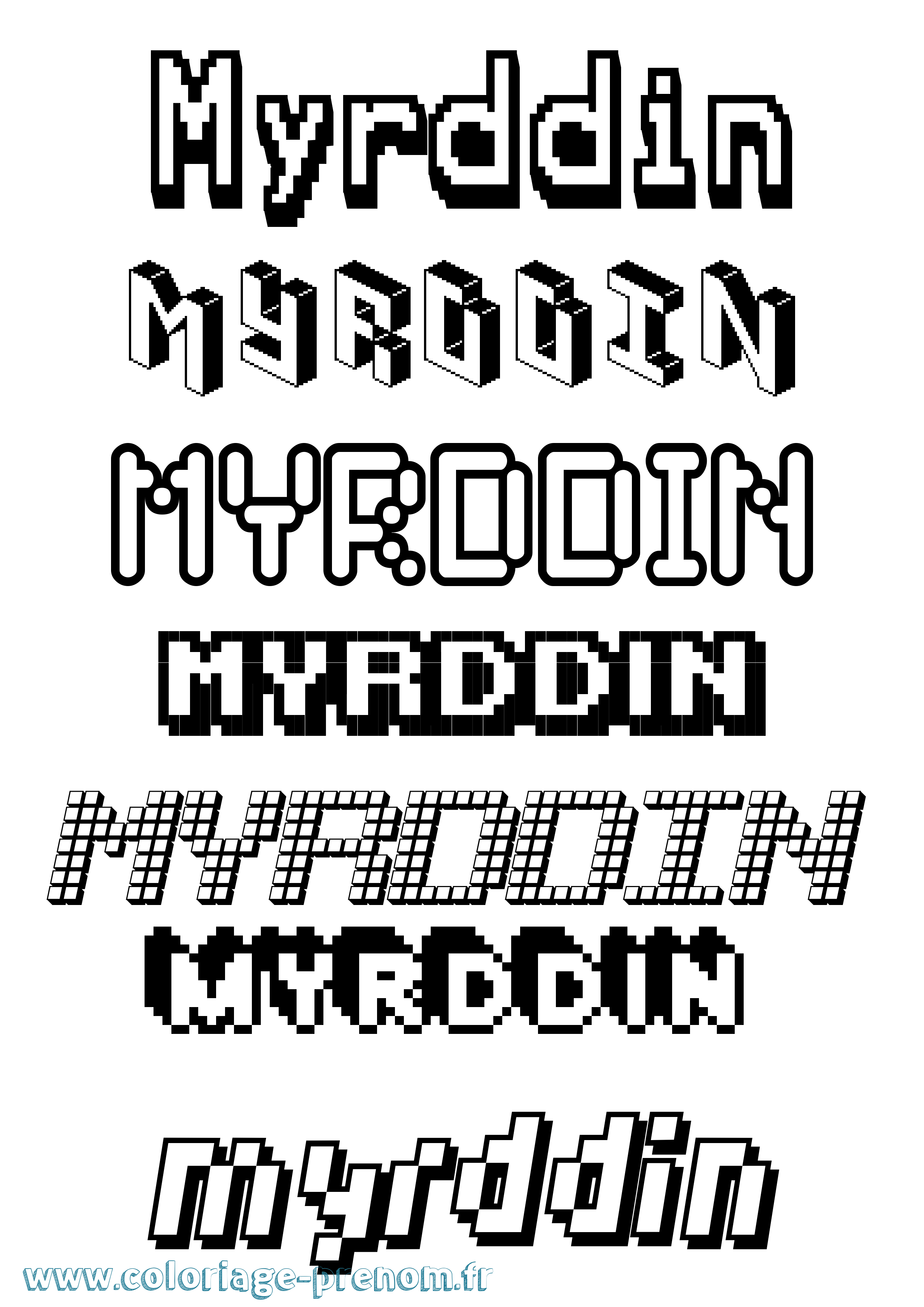 Coloriage Myrddin Pixel Coloriage prénom Myrddin Pixel