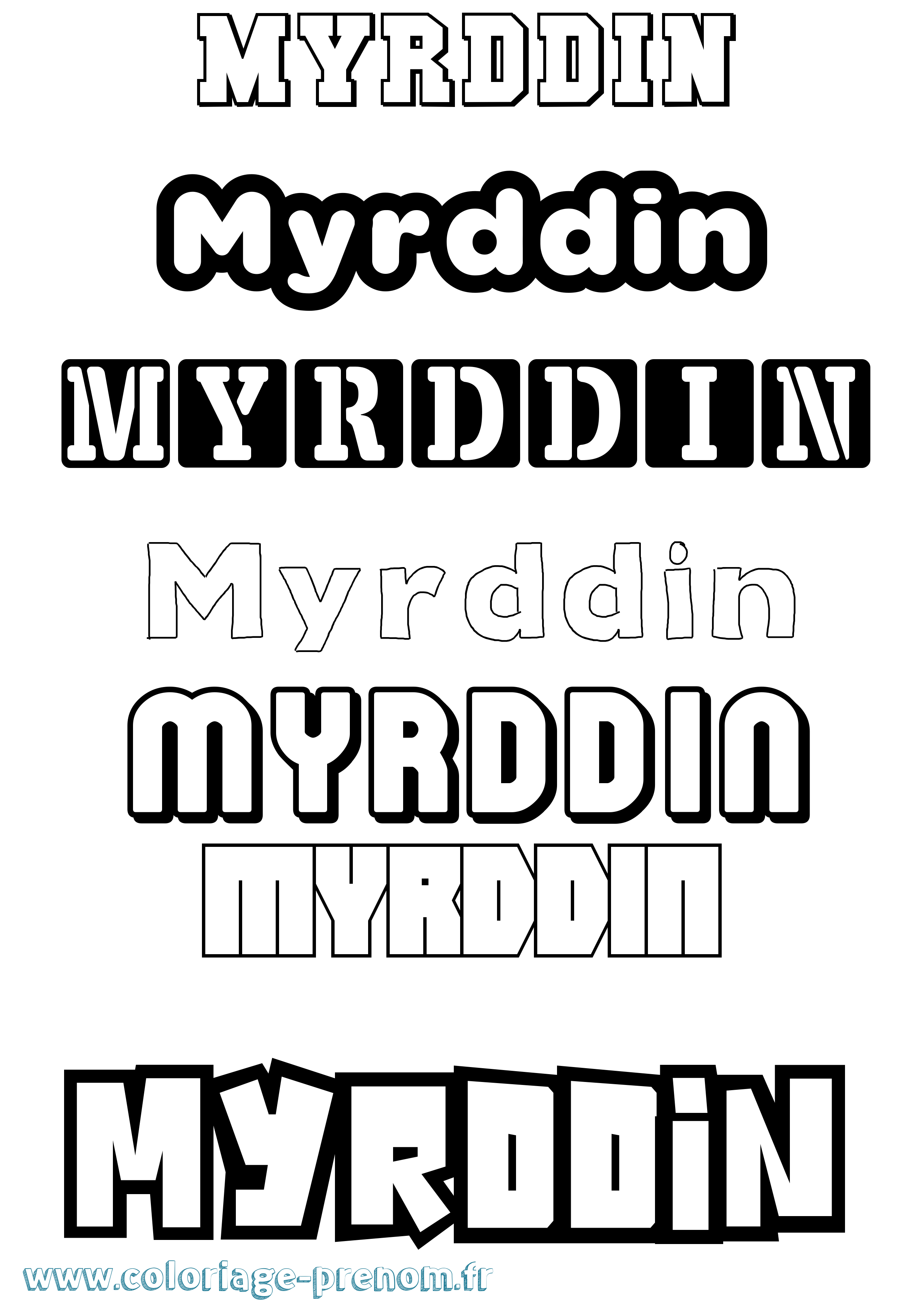 Coloriage Myrddin Simple Coloriage prénom Myrddin Simple