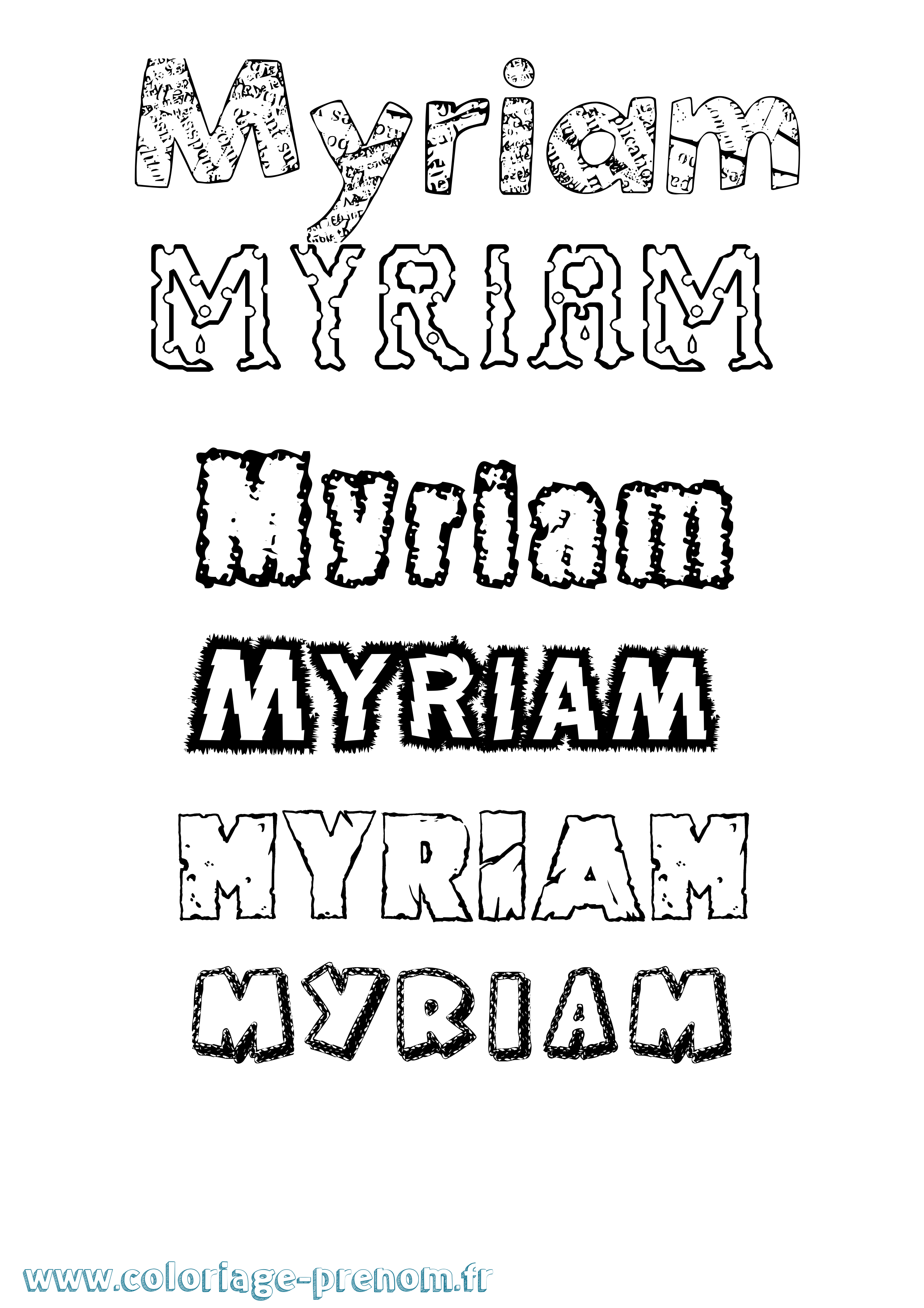 Coloriage prénom Myriam Destructuré