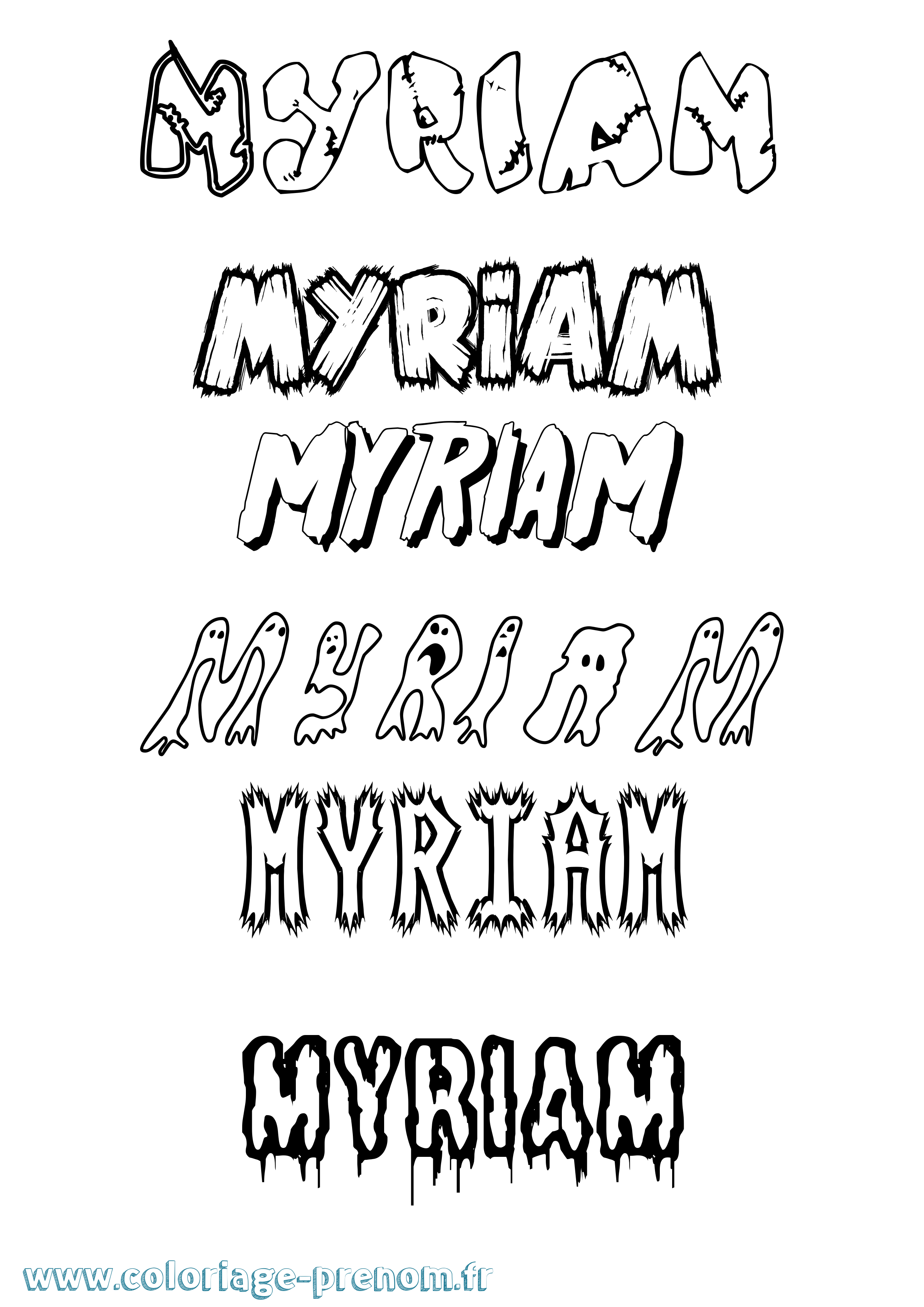 Coloriage prénom Myriam Frisson