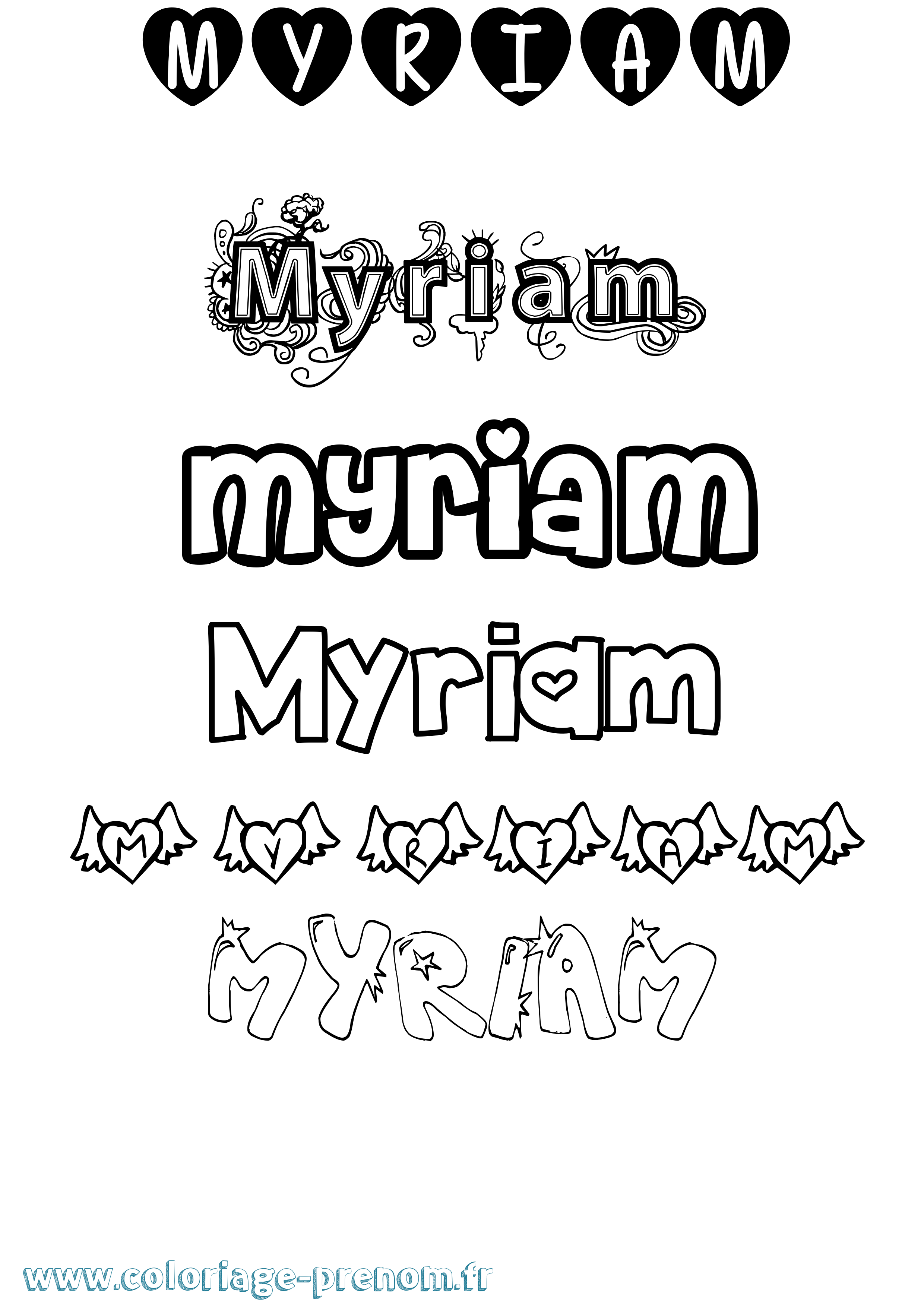 Coloriage prénom Myriam Girly