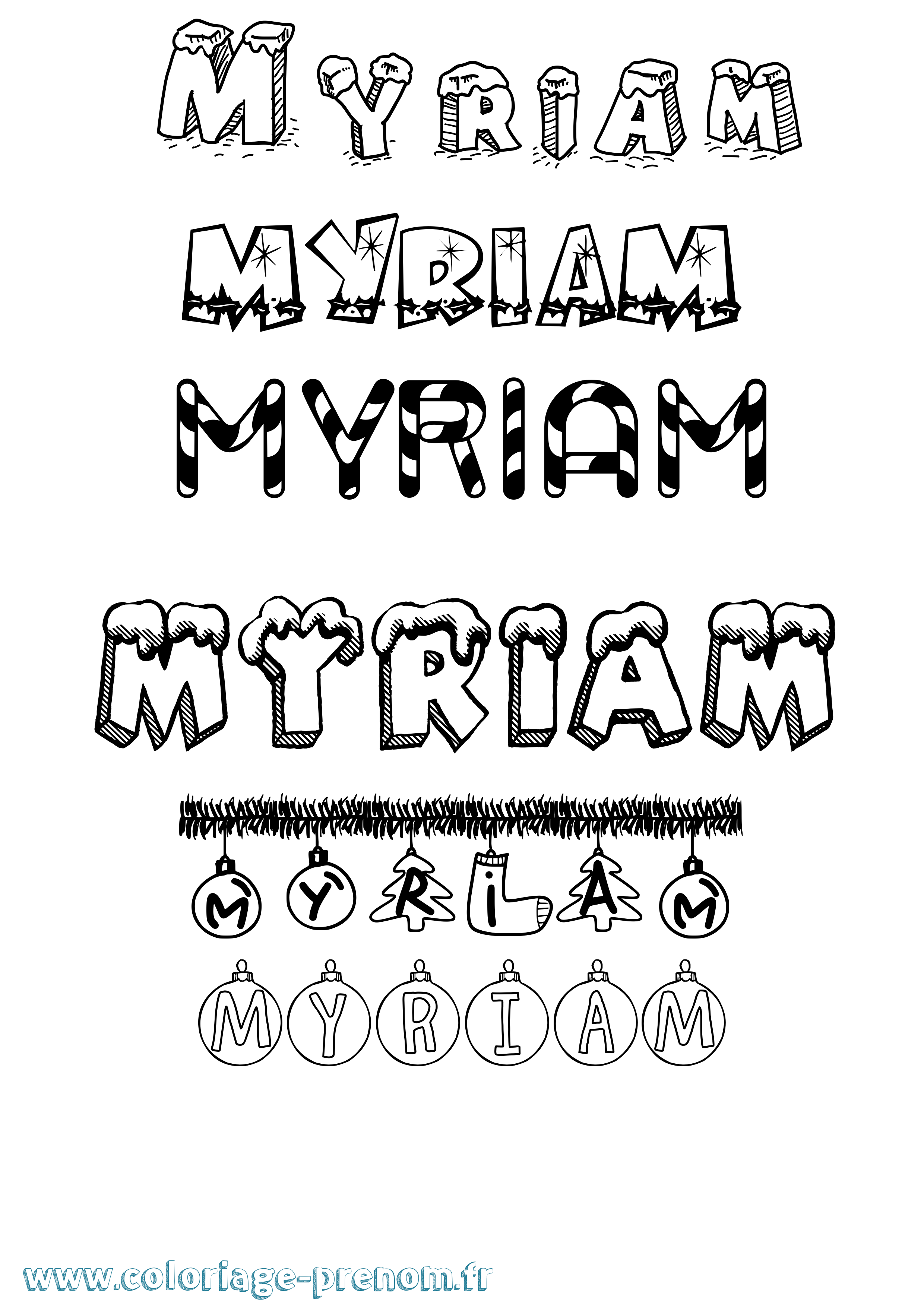 Coloriage prénom Myriam Noël