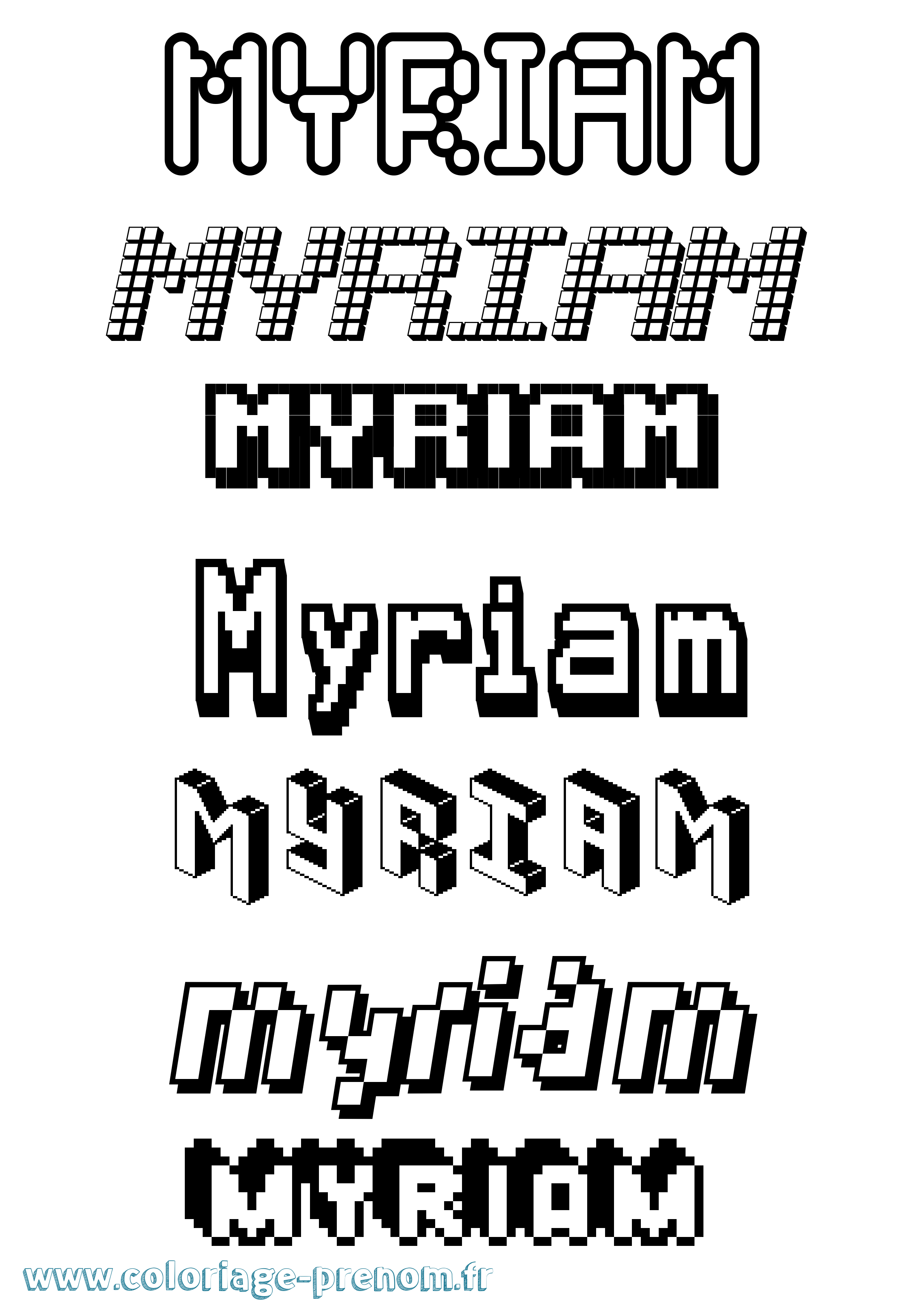 Coloriage prénom Myriam Pixel