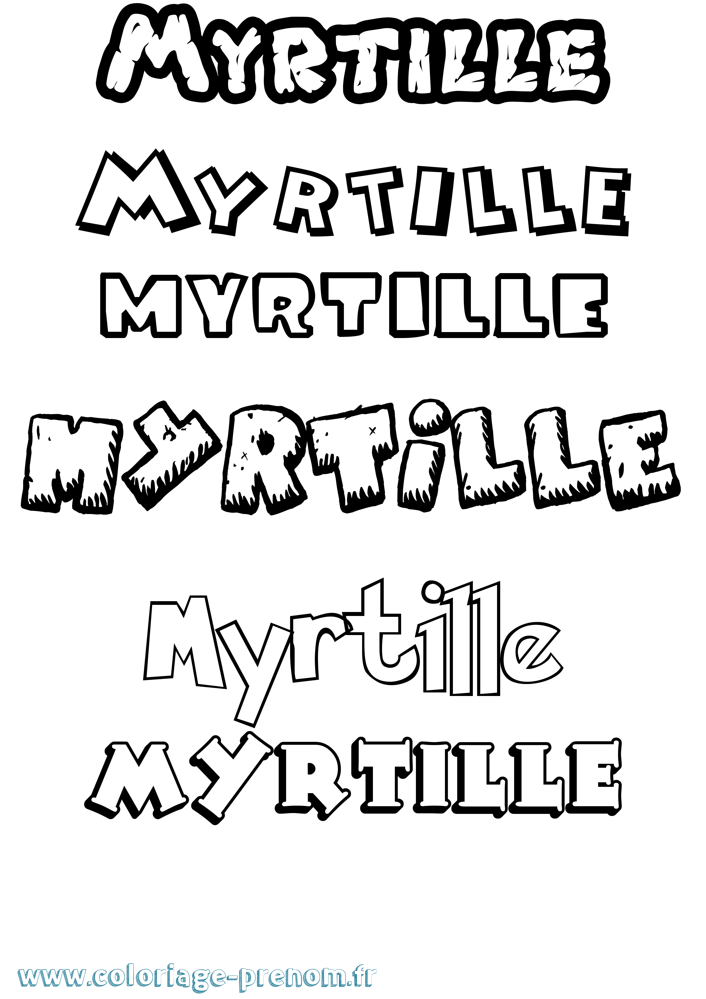 Coloriage prénom Myrtille Dessin Animé