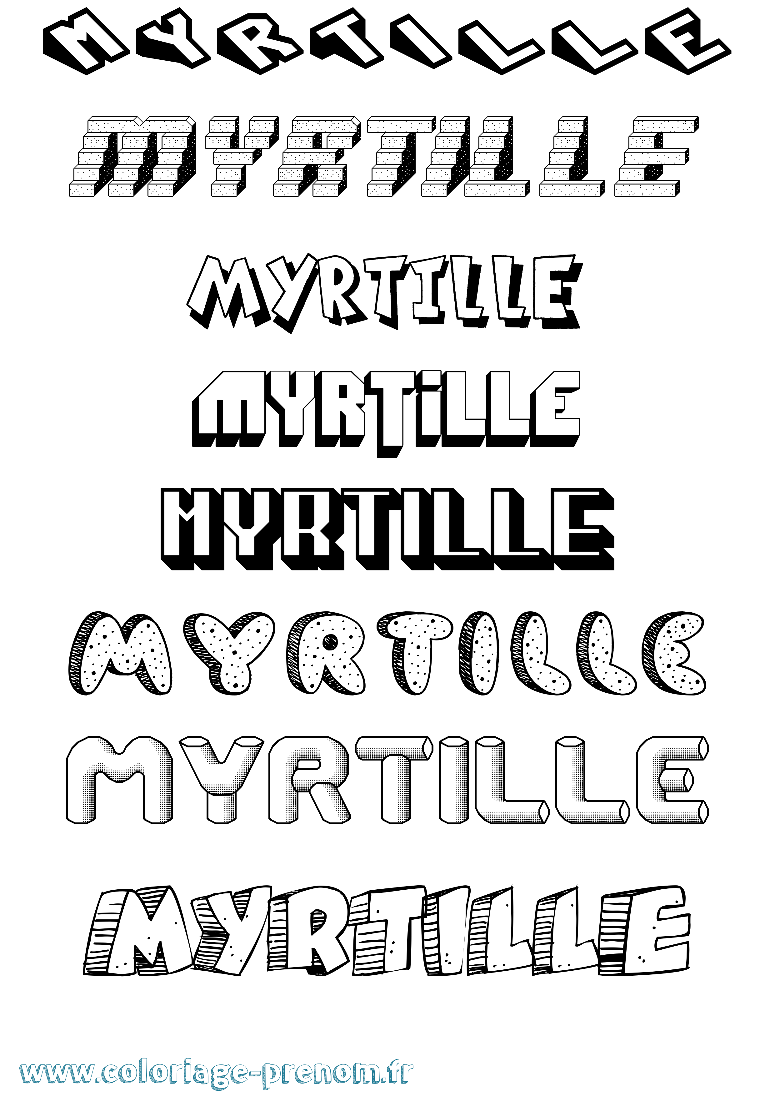 Coloriage Myrtille Coloriage prénom Myrtille
