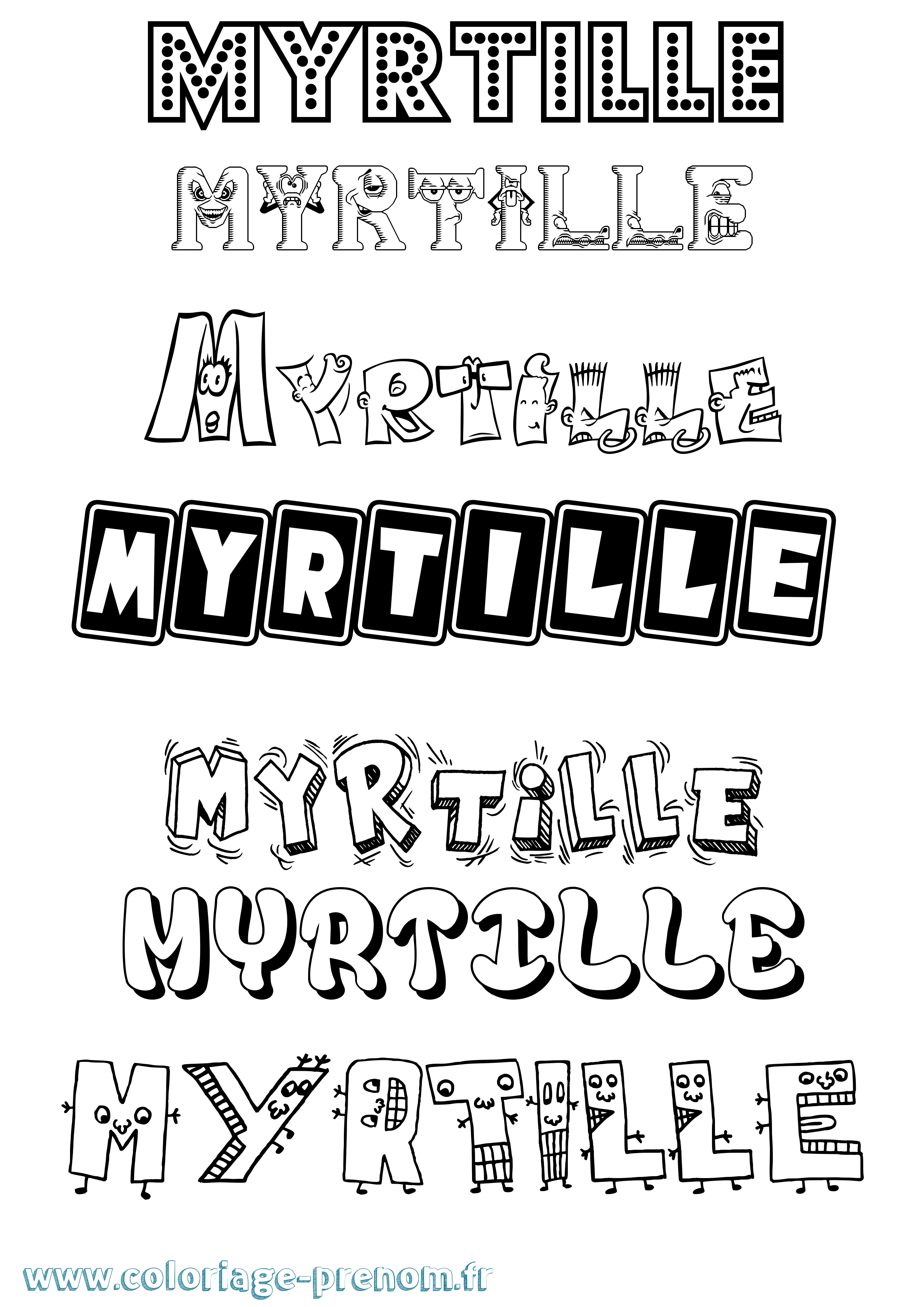 Coloriage prénom Myrtille Fun