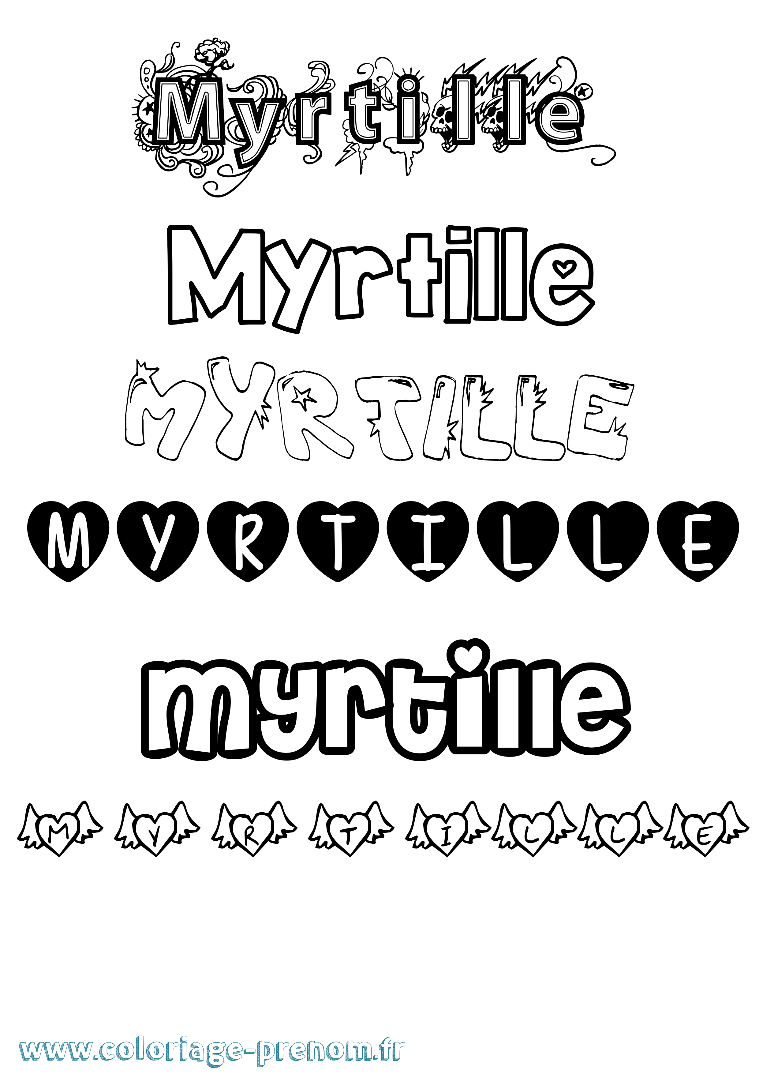 Coloriage Myrtille Coloriage prénom Myrtille