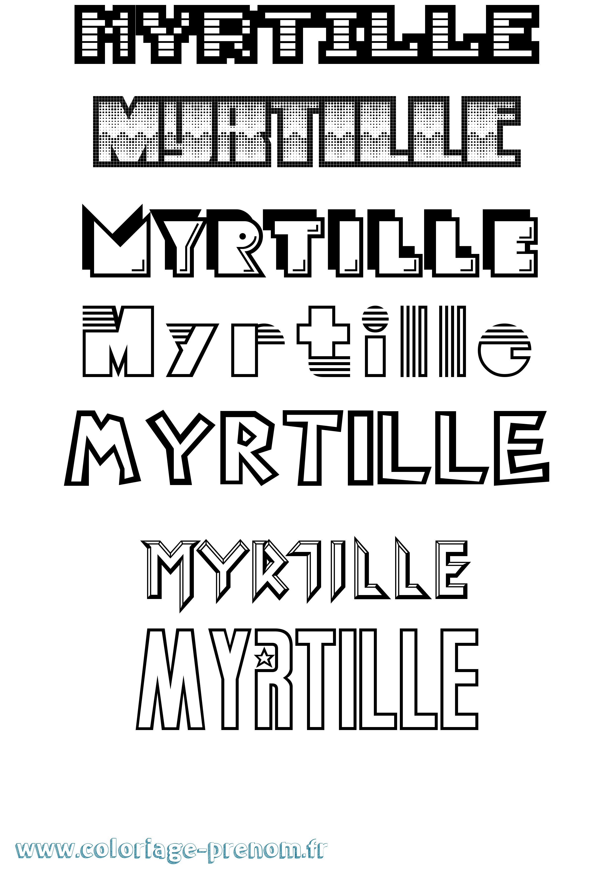 Coloriage prénom Myrtille Jeux Vidéos
