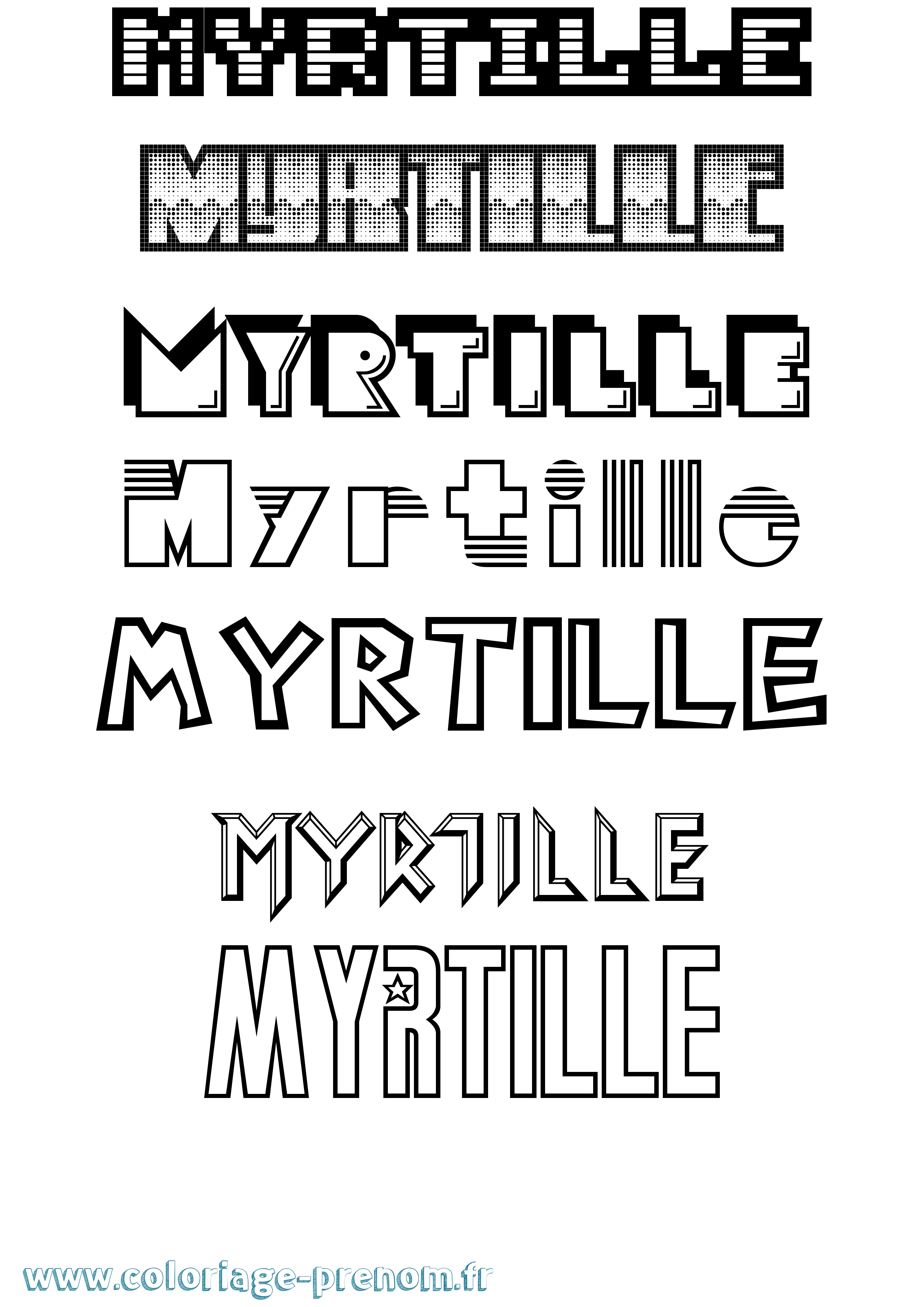 Coloriage Myrtille Coloriage prénom Myrtille