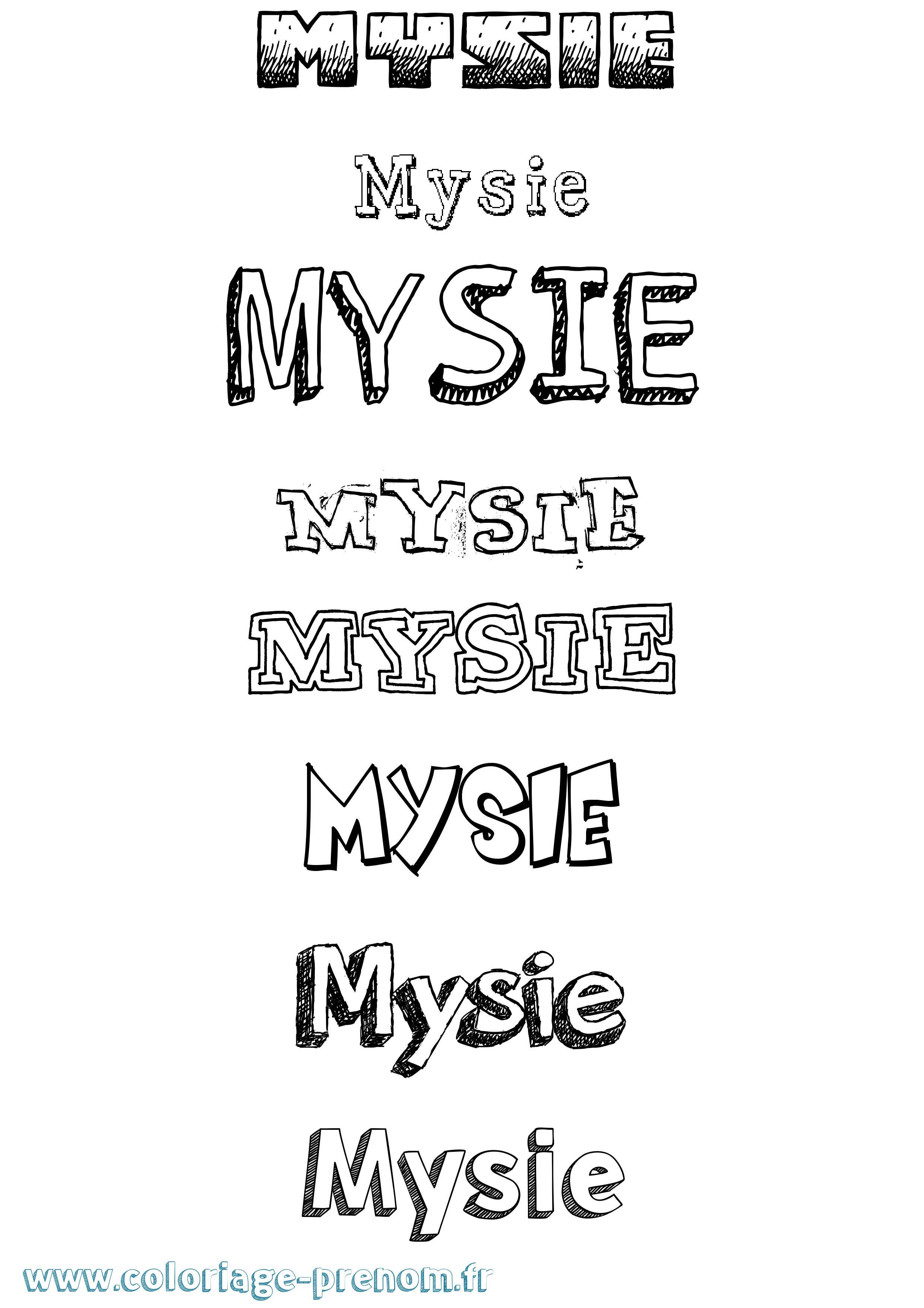 Coloriage prénom Mysie Dessiné