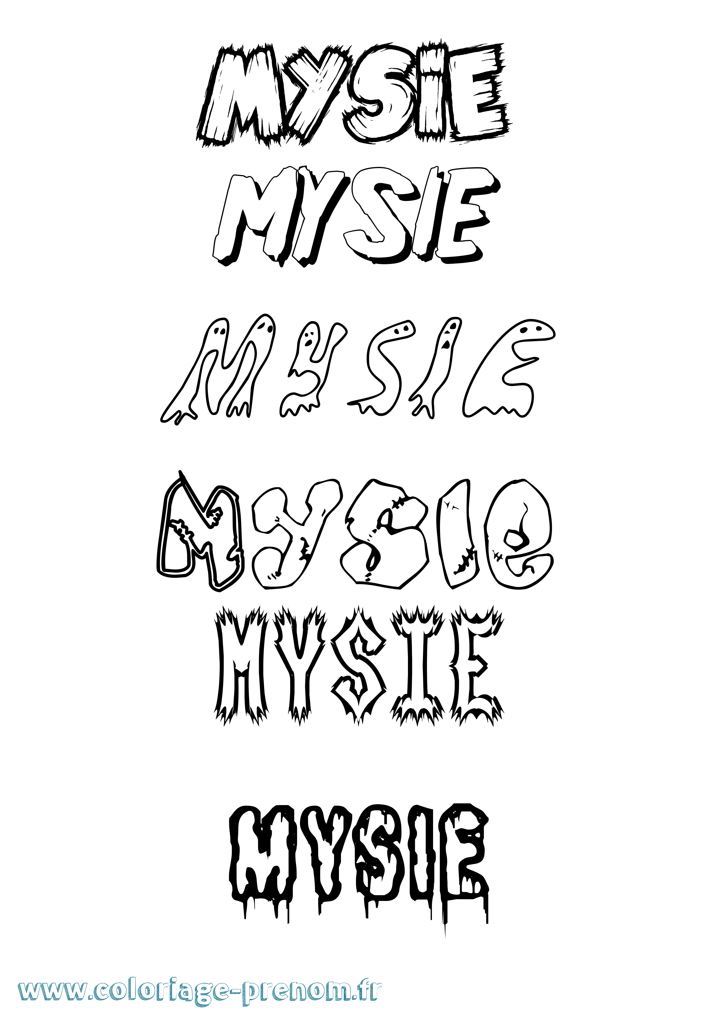 Coloriage prénom Mysie Frisson