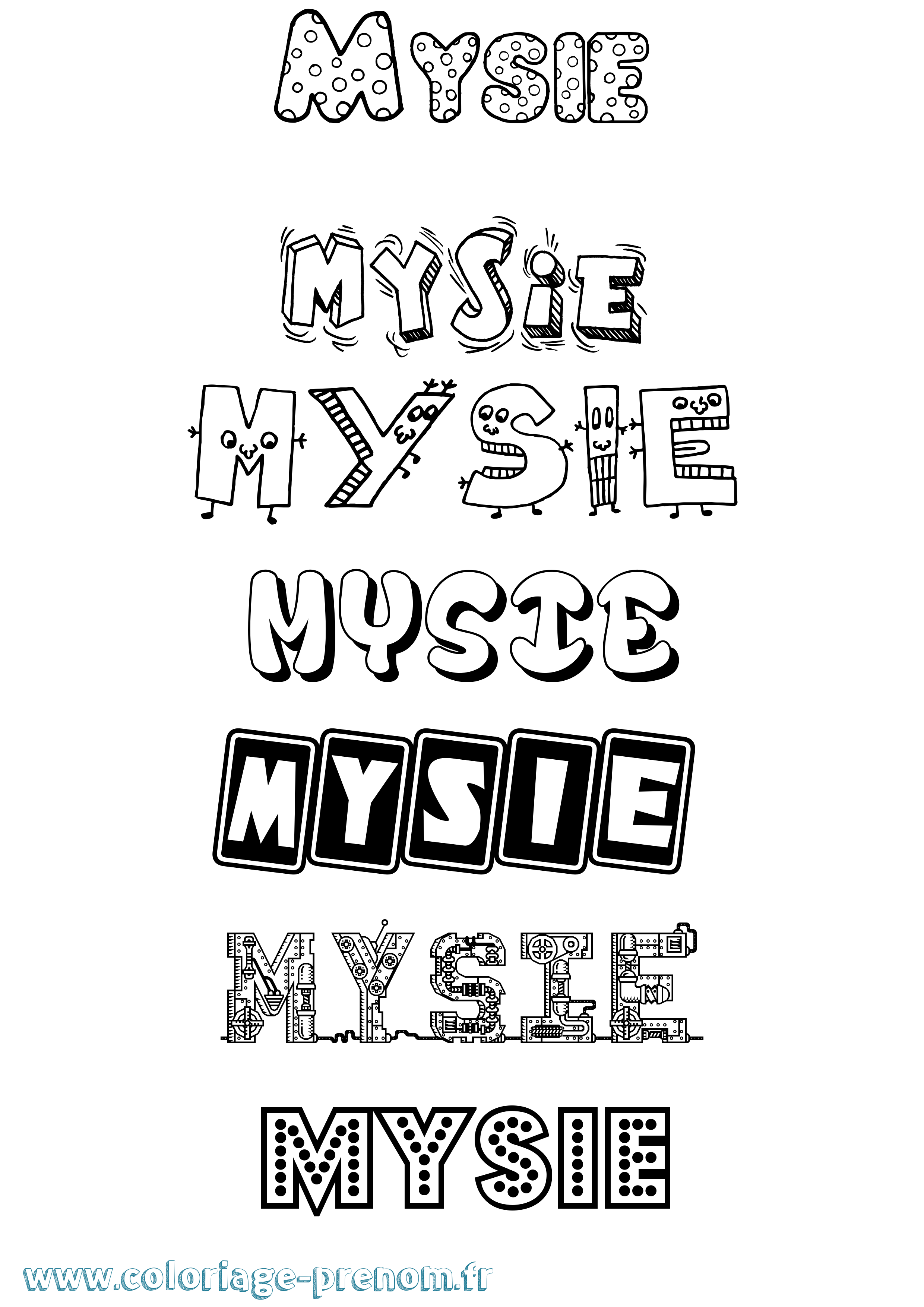 Coloriage prénom Mysie Fun