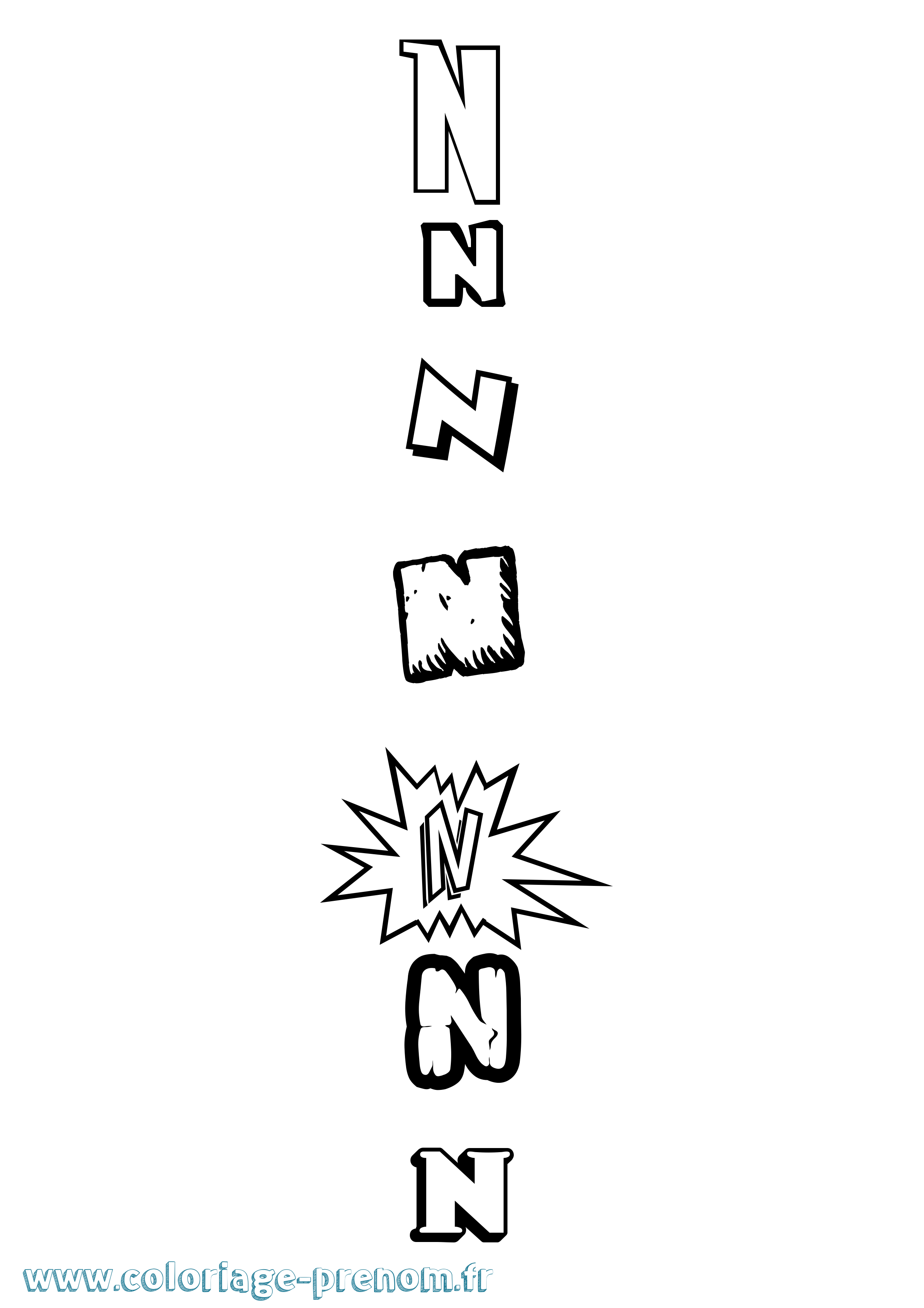 Coloriage N Dessin Animé Coloriage prénom N Dessin Animé