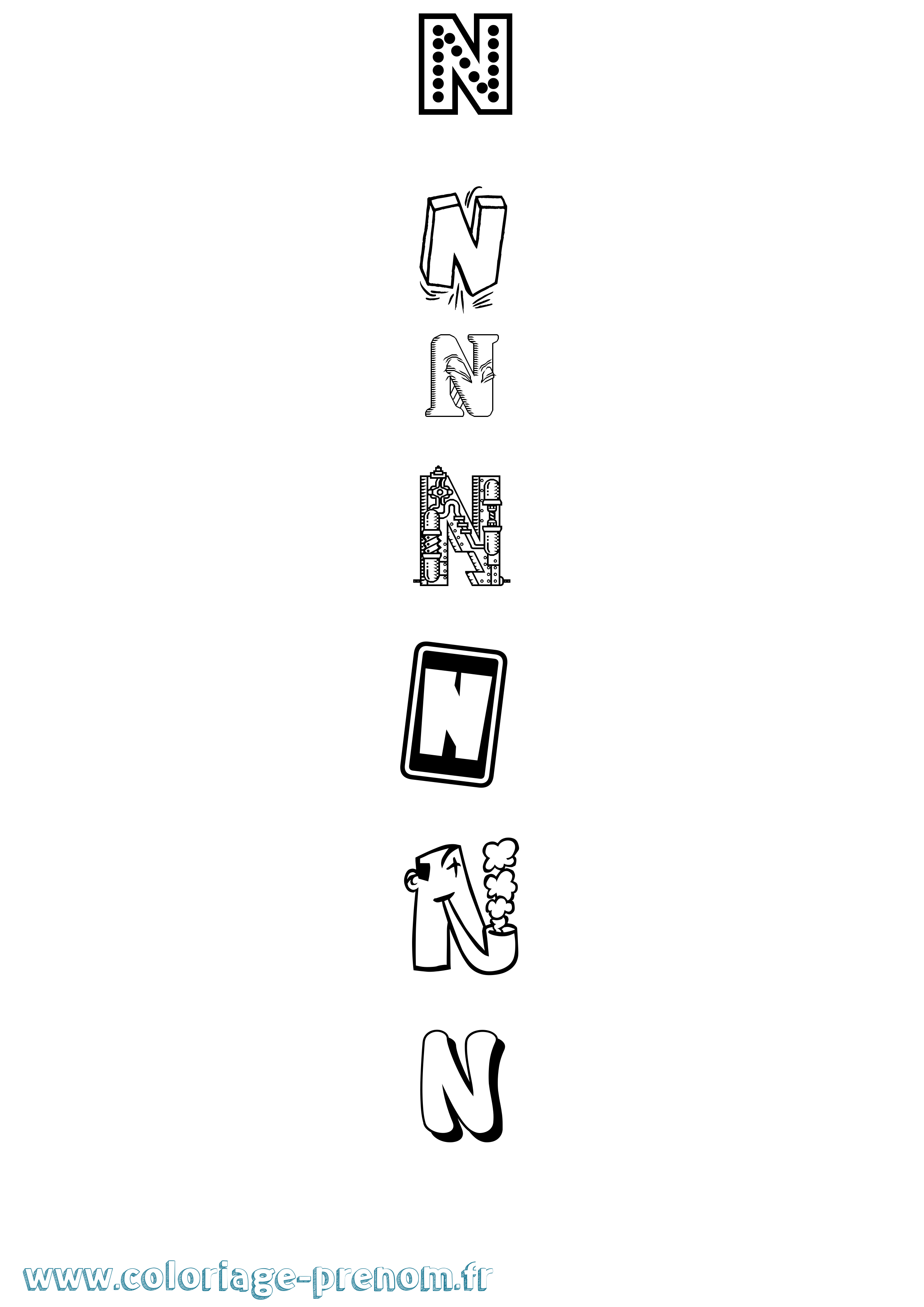 Coloriage N Fun Coloriage prénom N Fun