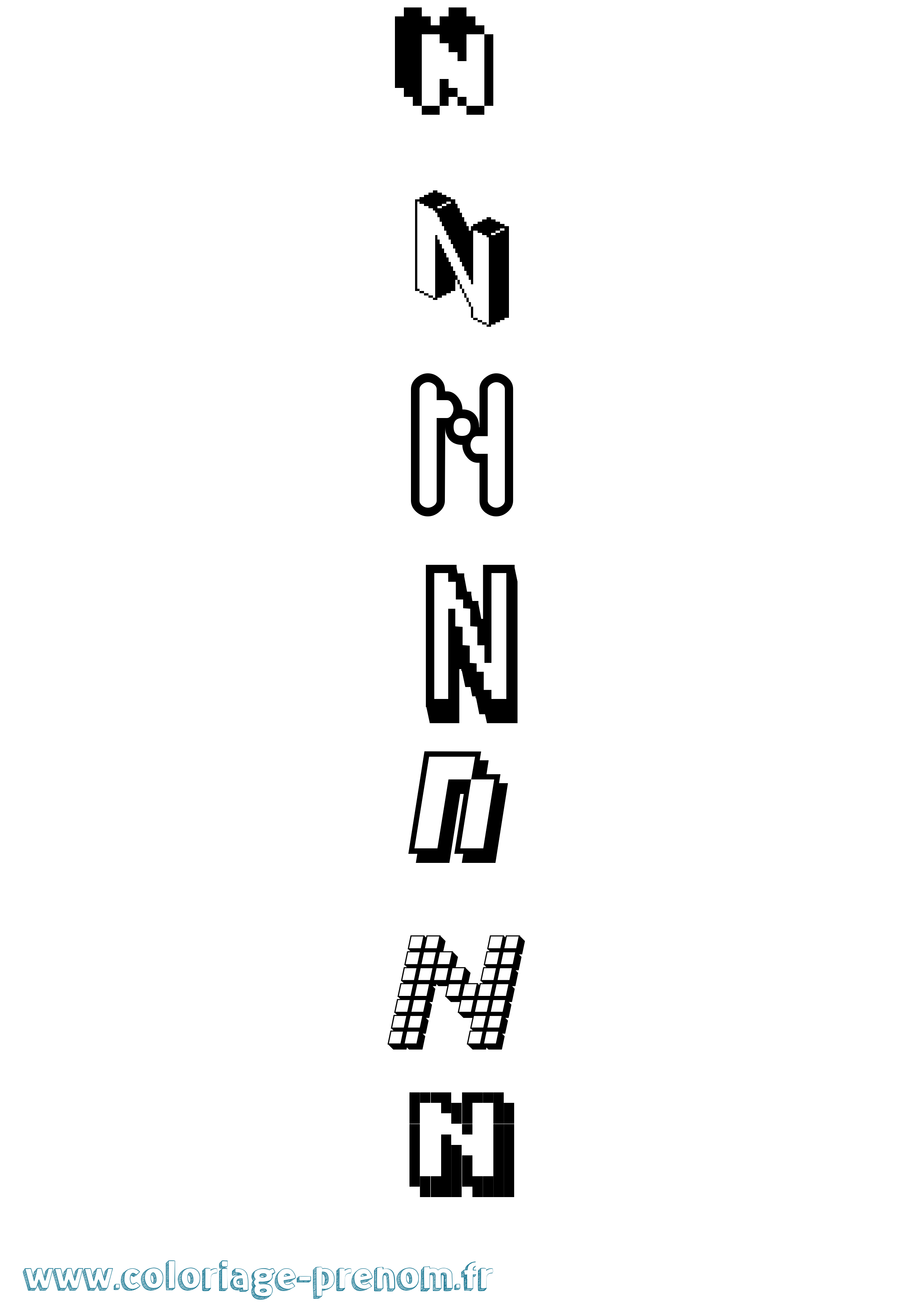 Coloriage N Pixel Coloriage prénom N Pixel