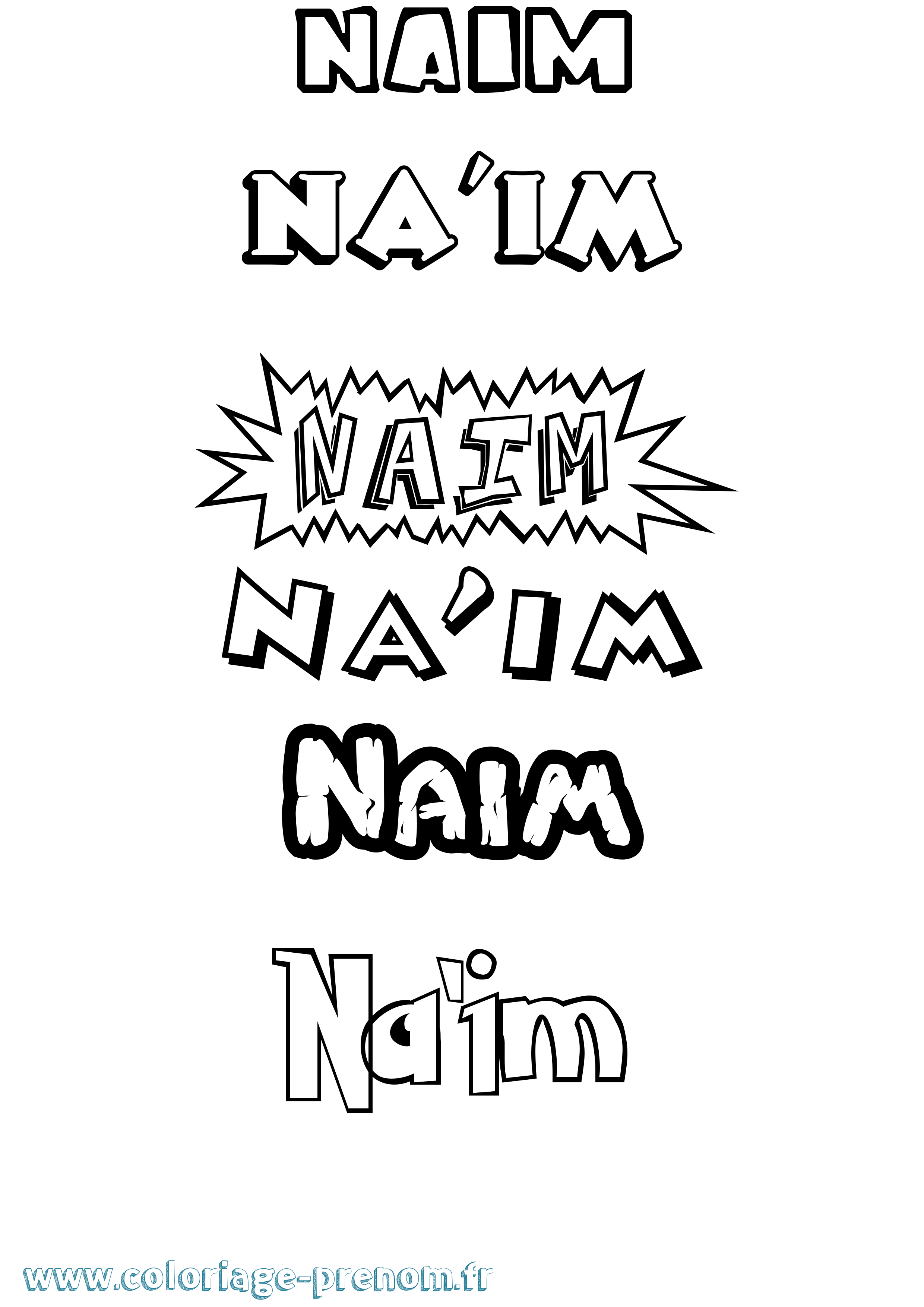 Coloriage Na'Im Dessin Animé Coloriage prénom Na'Im Dessin Animé