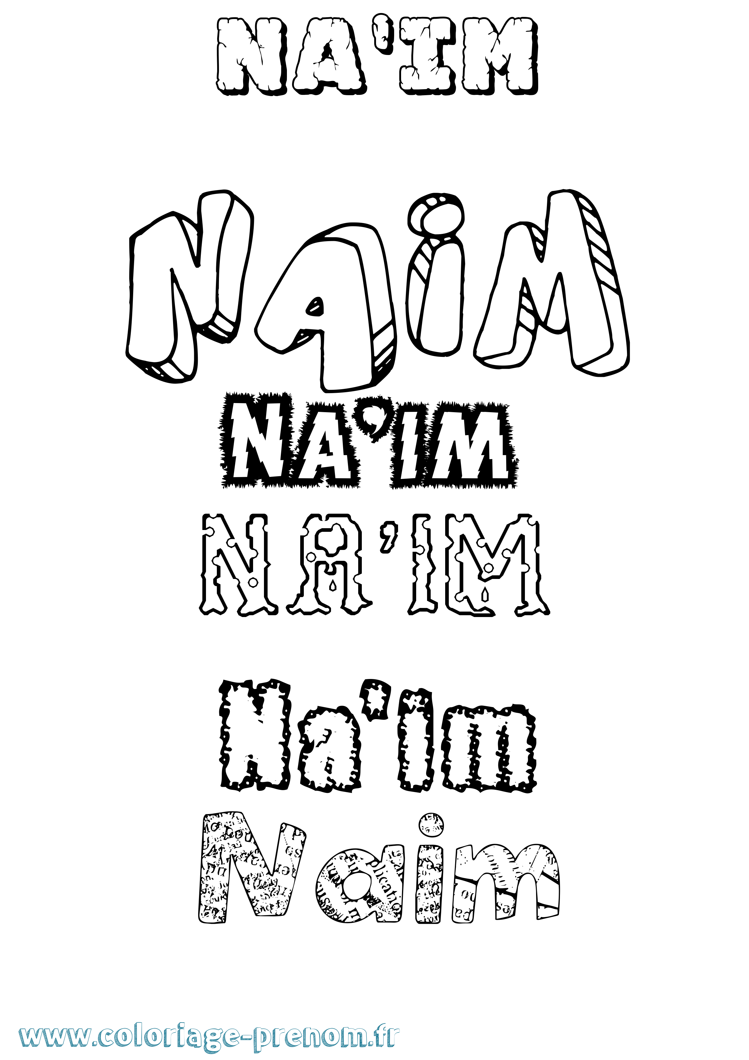 Coloriage Na'Im Destructuré Coloriage prénom Na'Im Destructuré