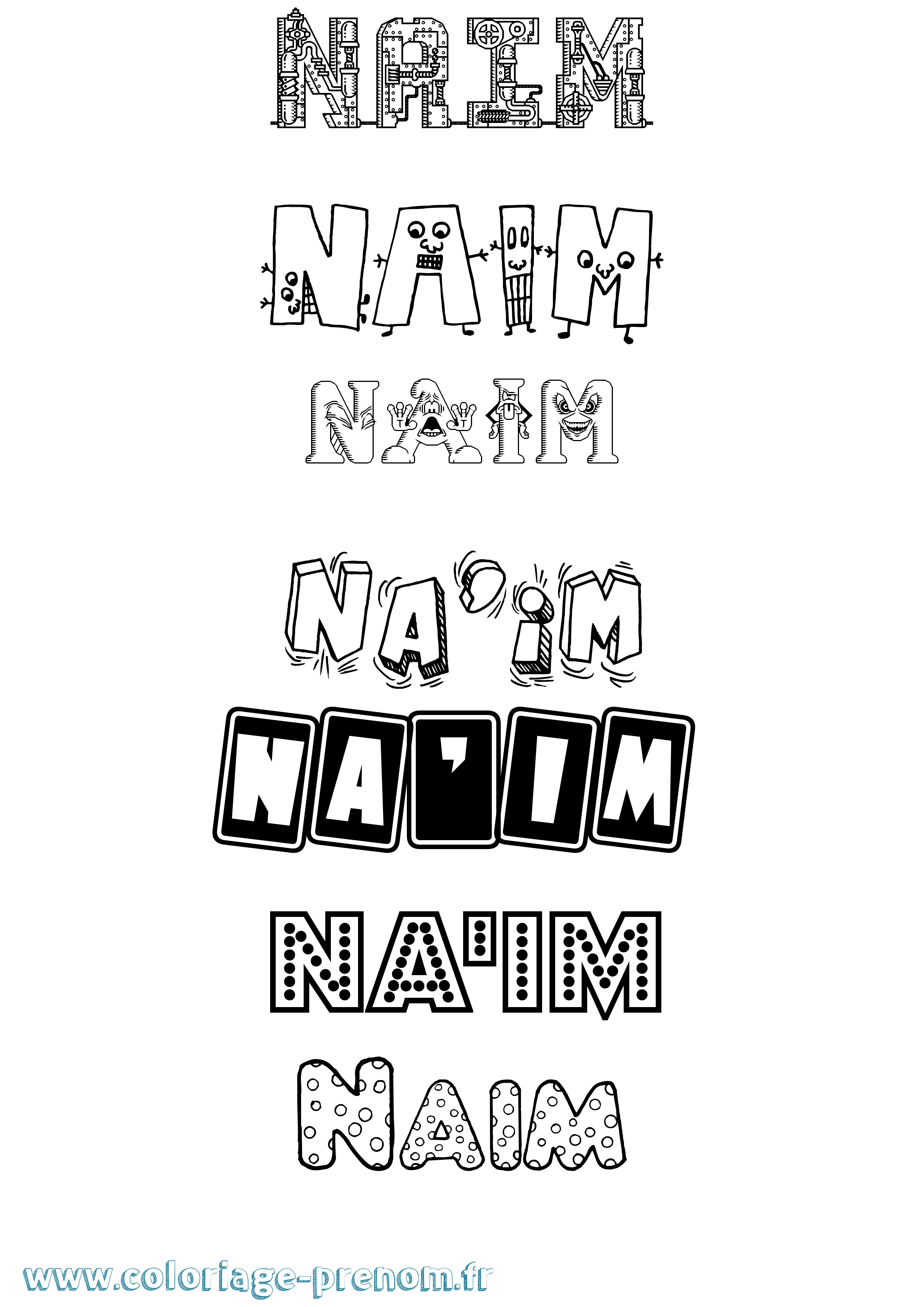 Coloriage Na'Im Fun Coloriage prénom Na'Im Fun