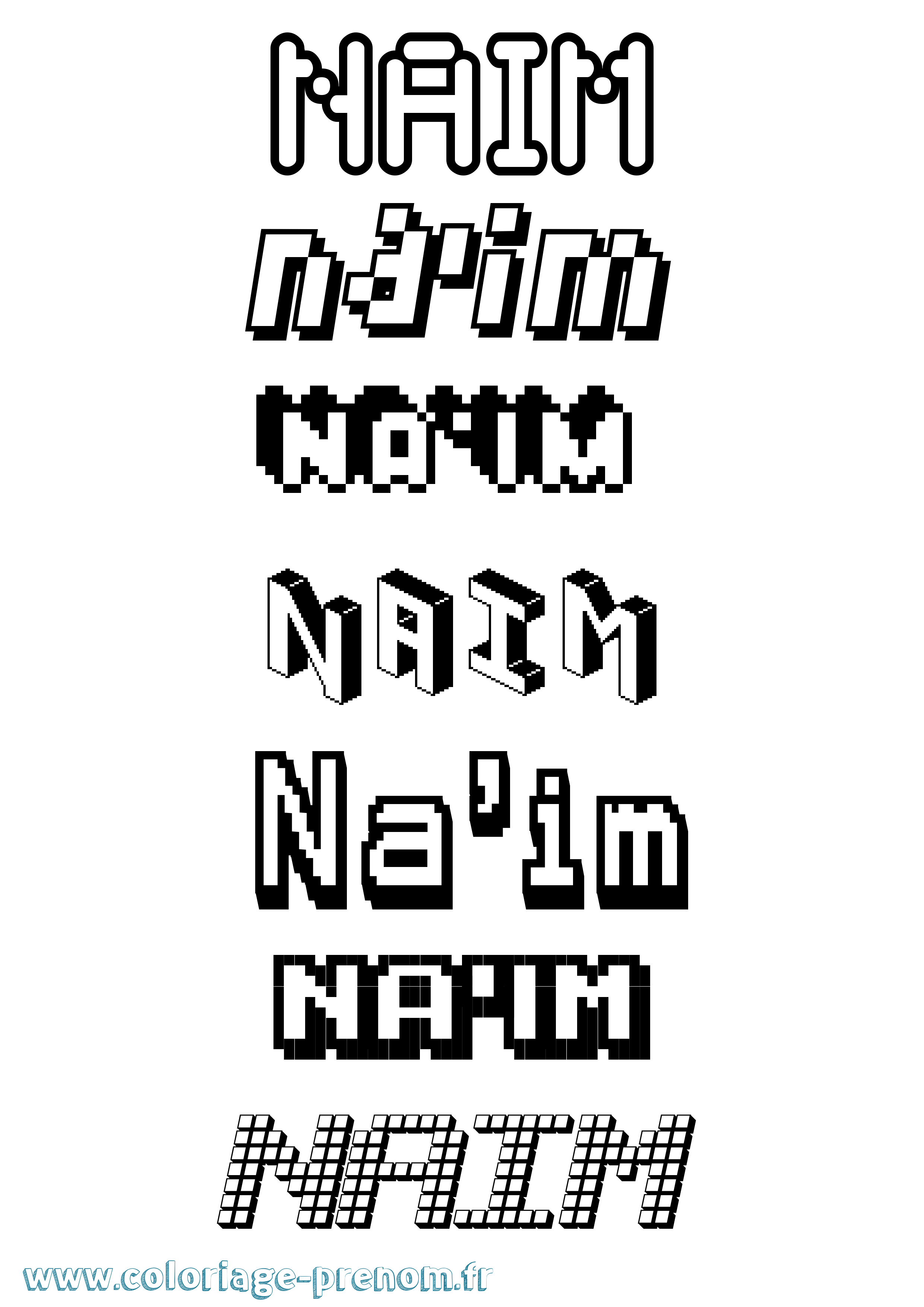Coloriage Na'Im Pixel Coloriage prénom Na'Im Pixel