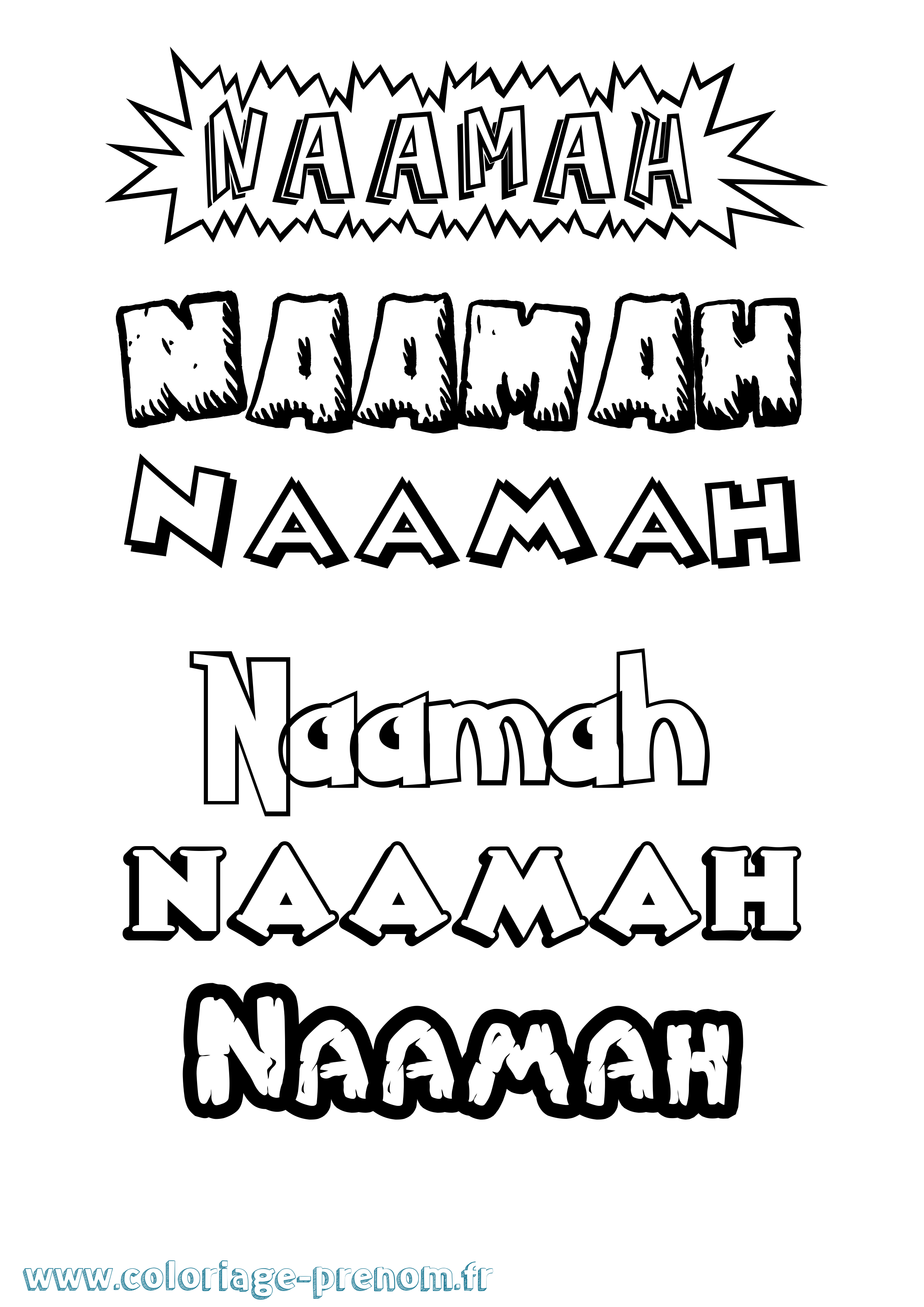 Coloriage prénom Naamah Dessin Animé