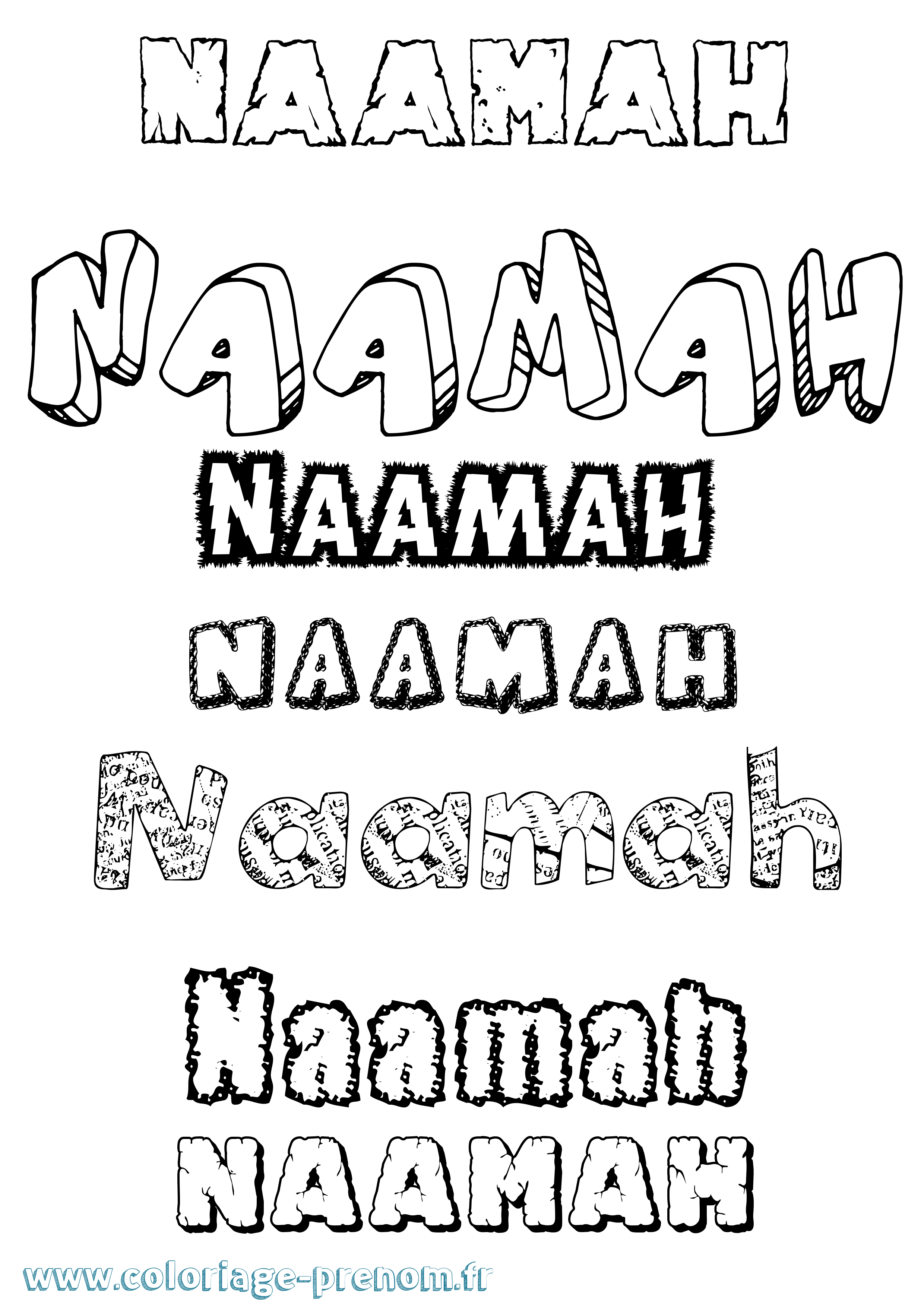 Coloriage prénom Naamah Destructuré