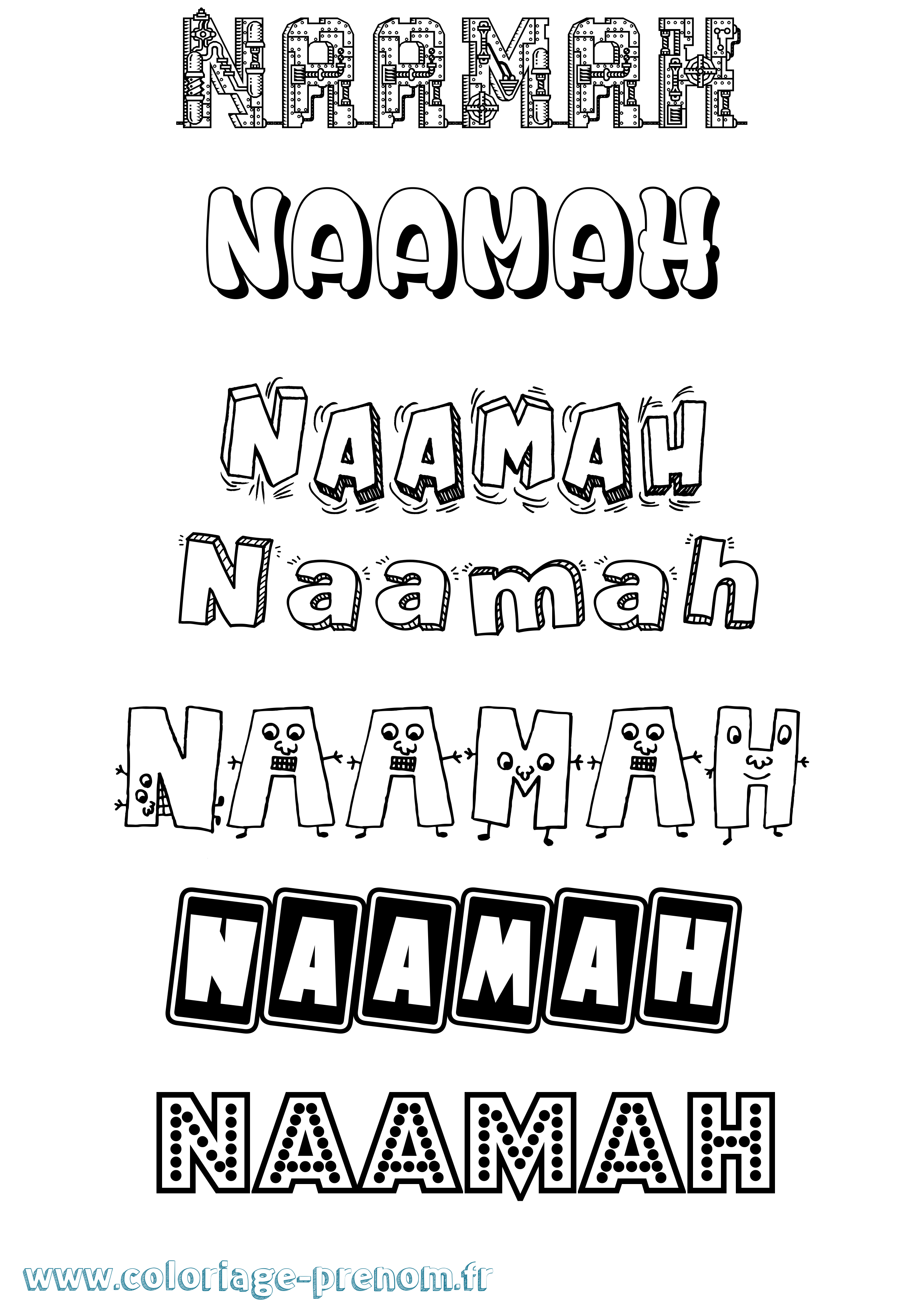 Coloriage prénom Naamah Fun