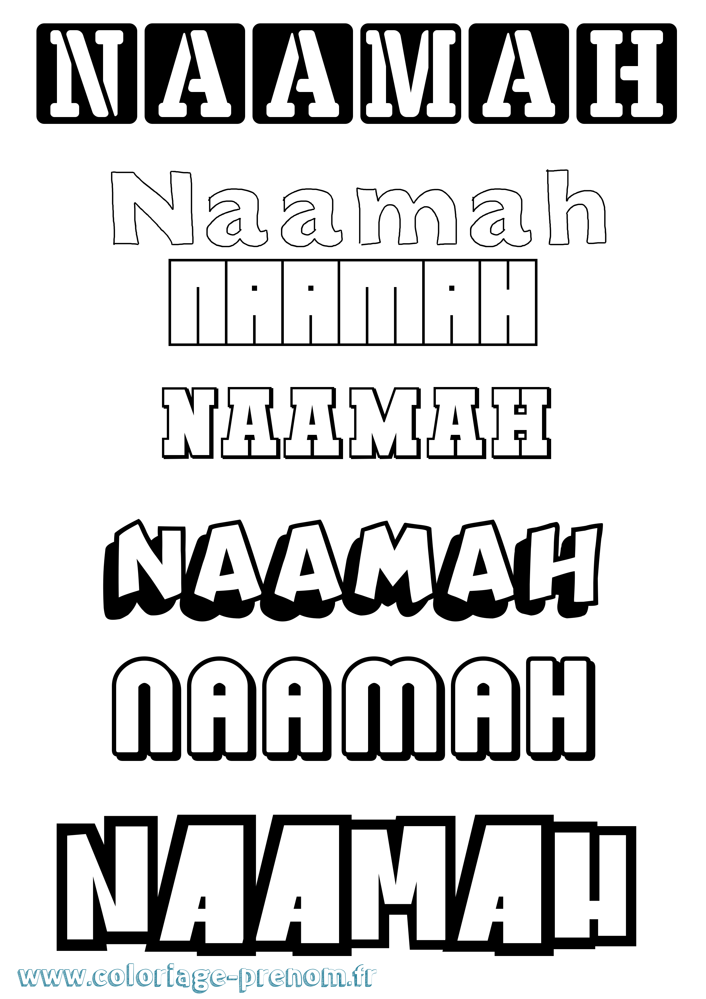 Coloriage prénom Naamah Simple