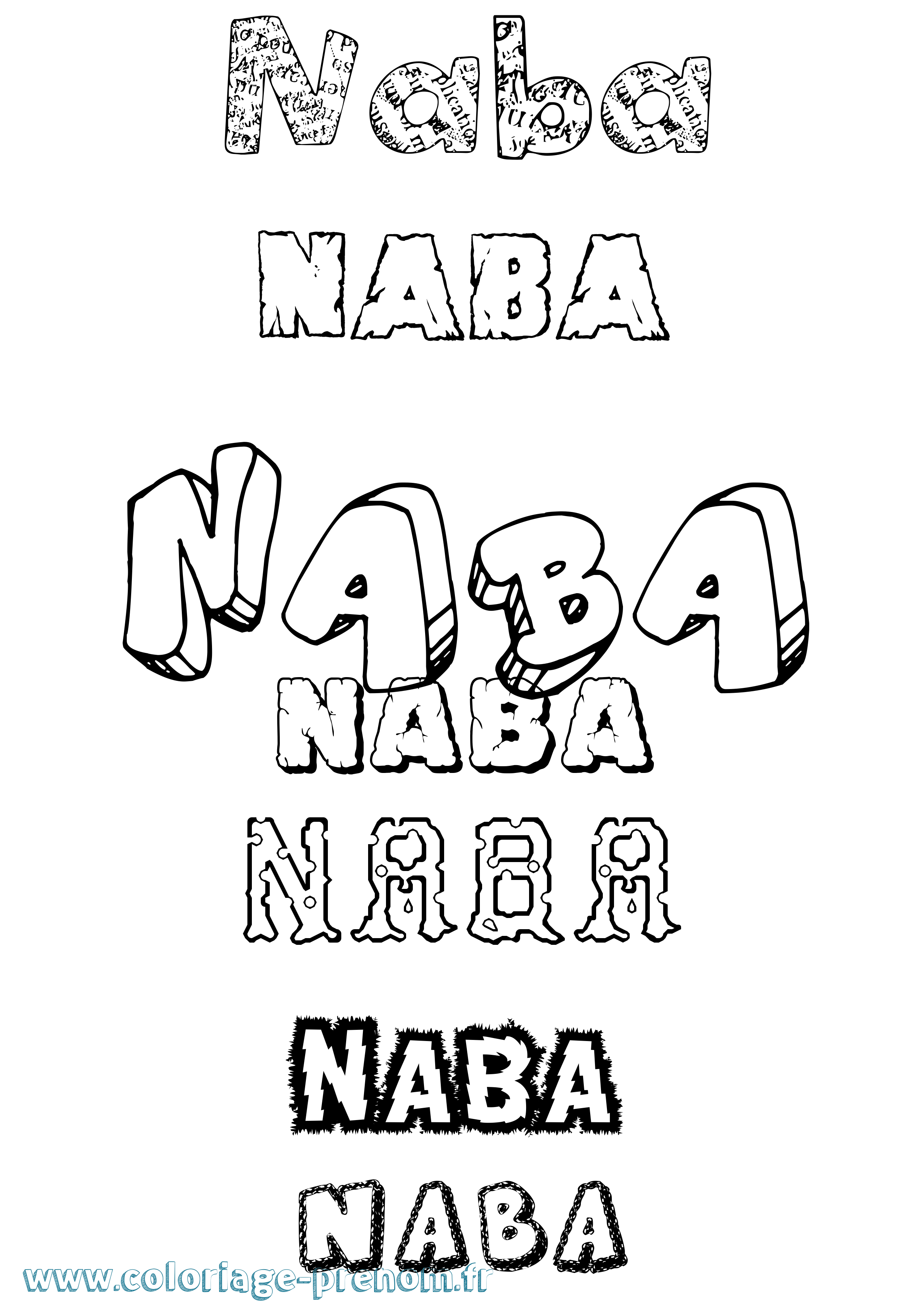 Coloriage prénom Naba Destructuré