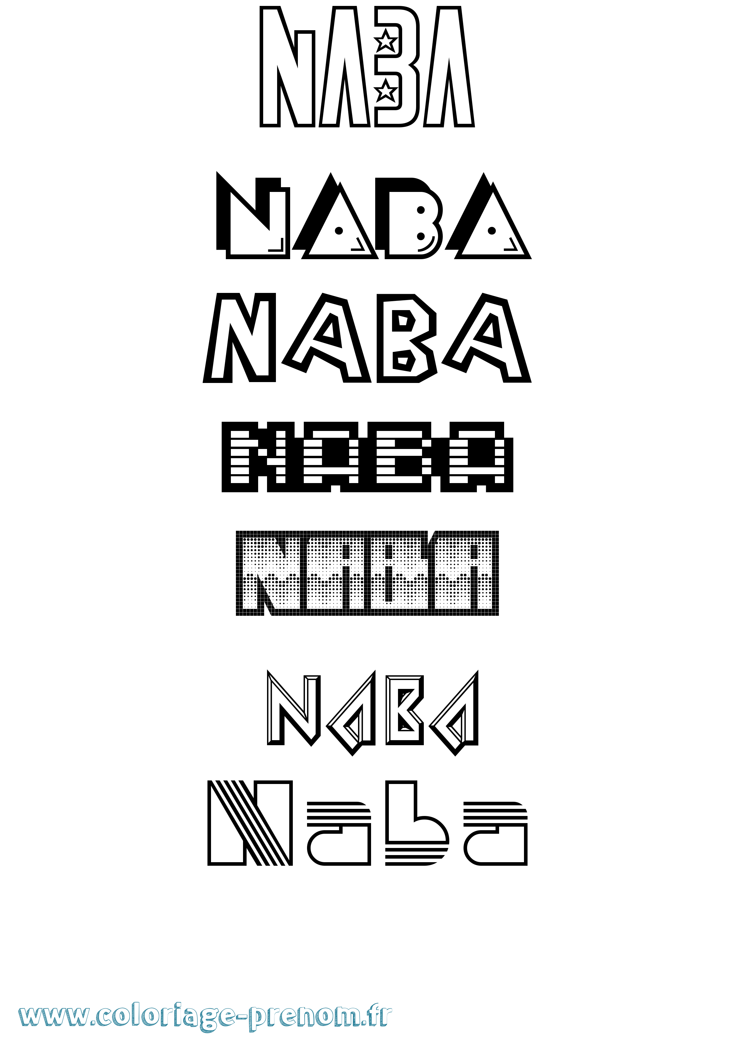 Coloriage prénom Naba Jeux Vidéos