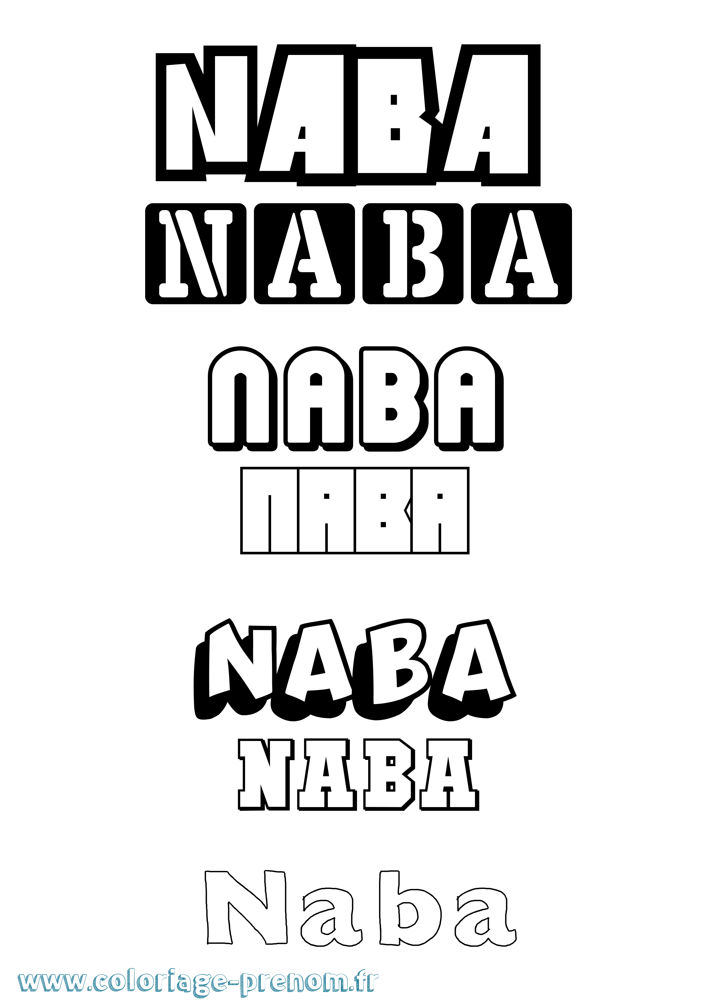 Coloriage prénom Naba Simple
