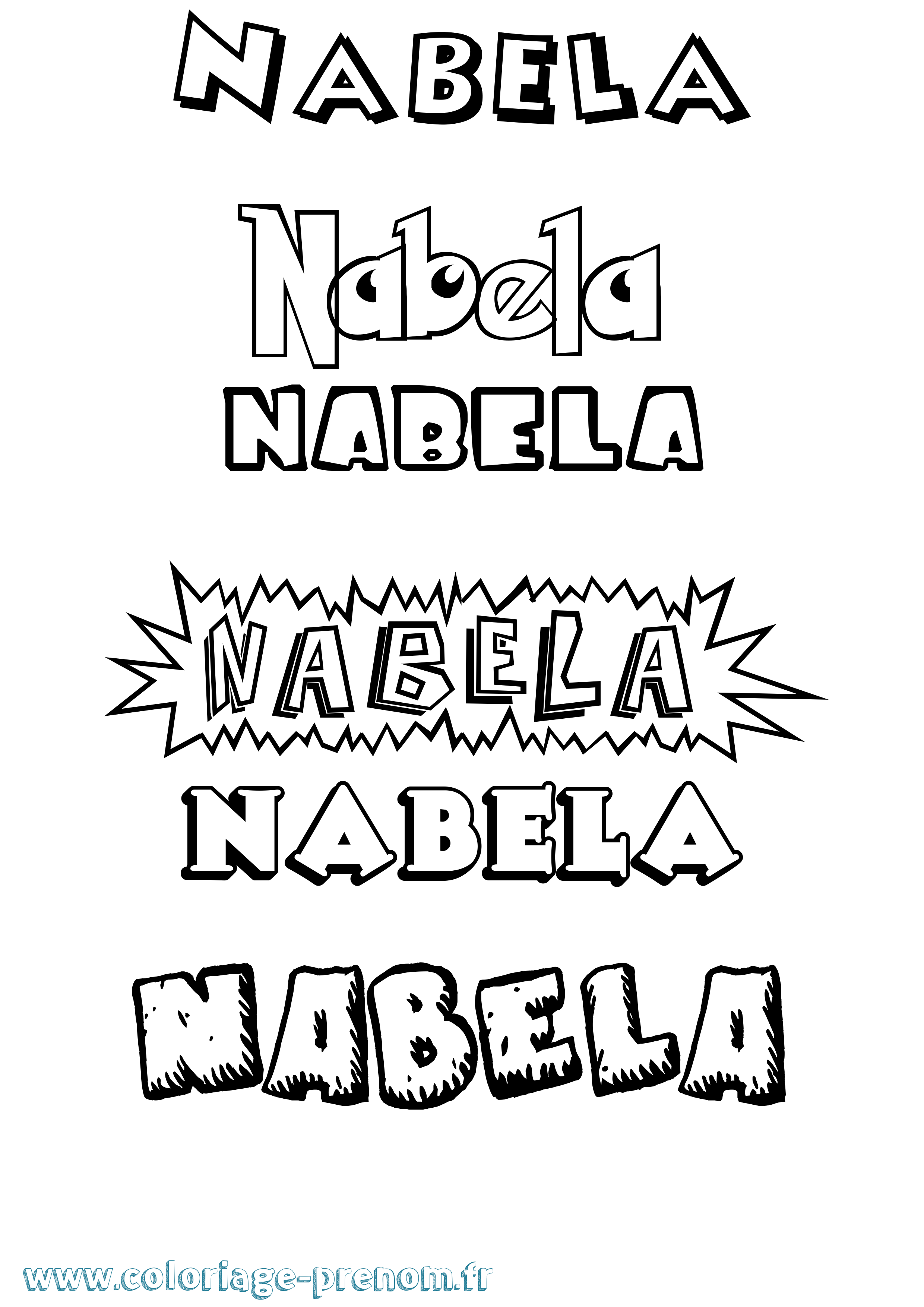 Coloriage prénom Nabela Dessin Animé