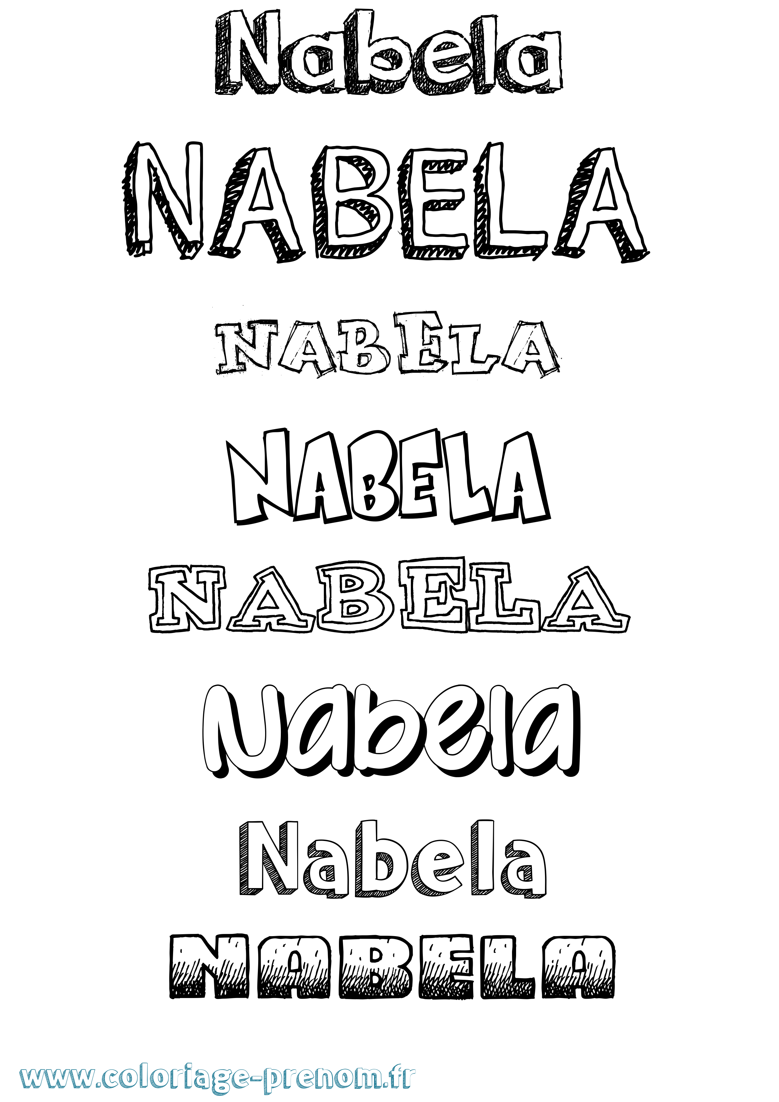 Coloriage prénom Nabela Dessiné