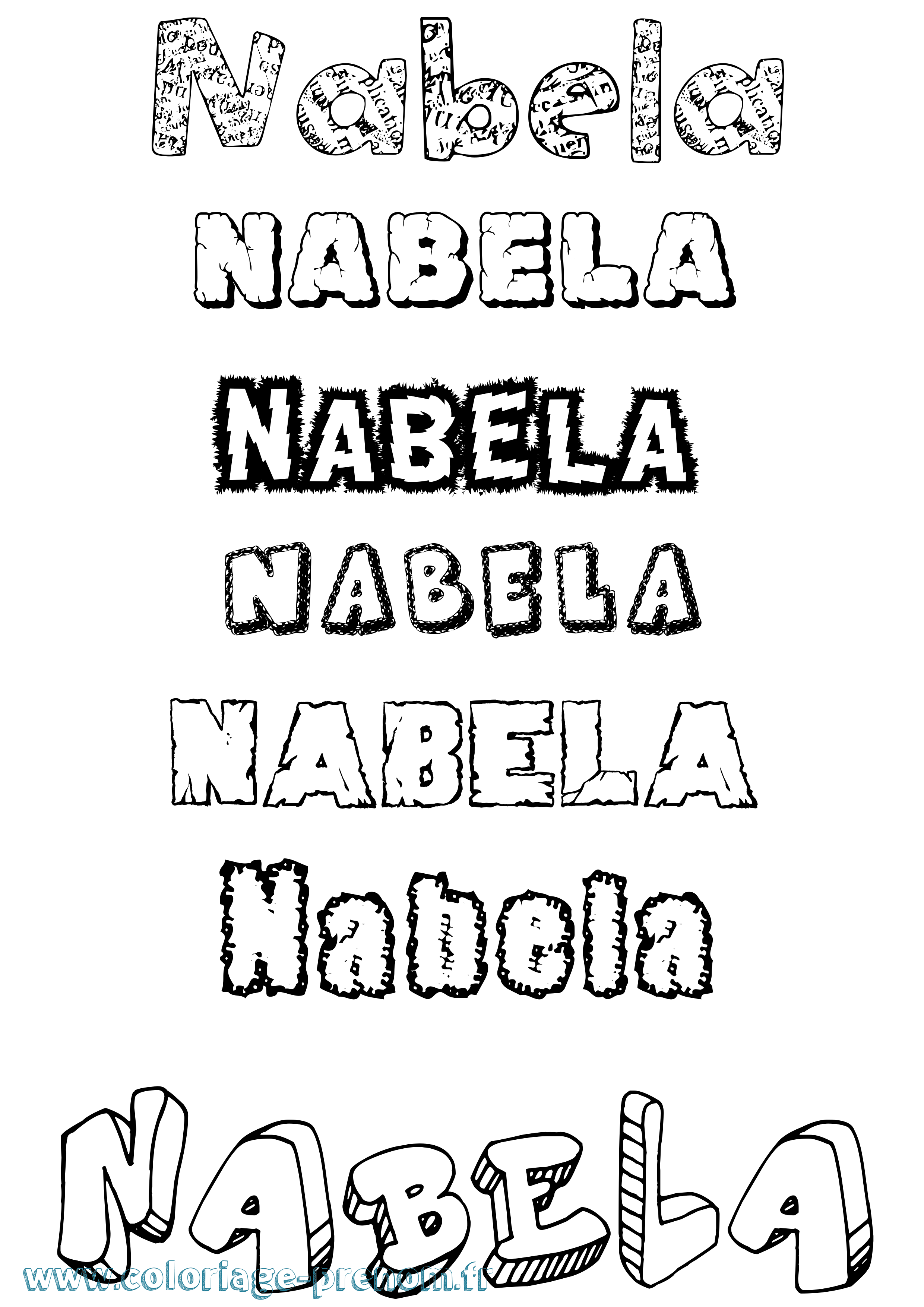 Coloriage prénom Nabela Destructuré