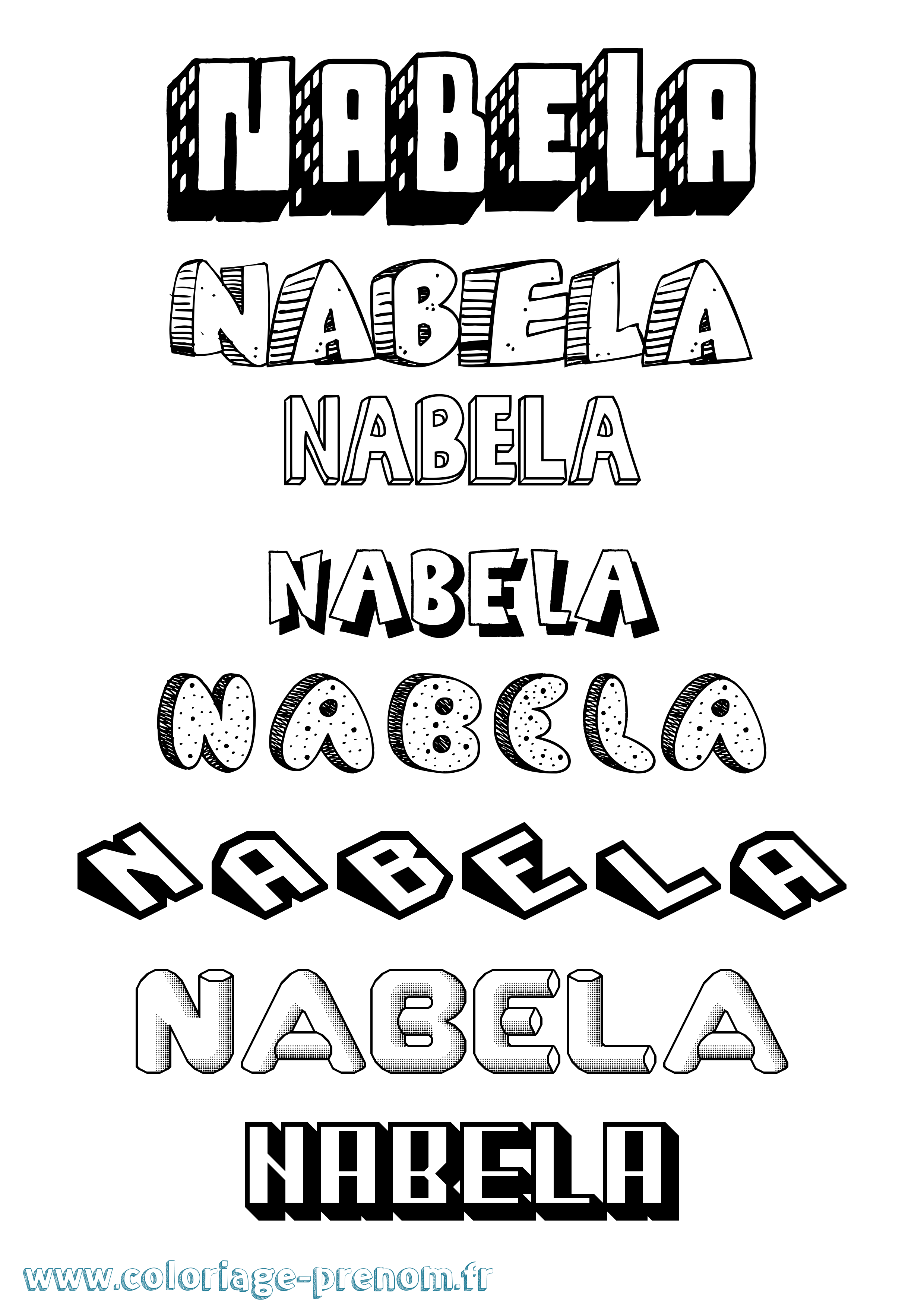 Coloriage prénom Nabela Effet 3D