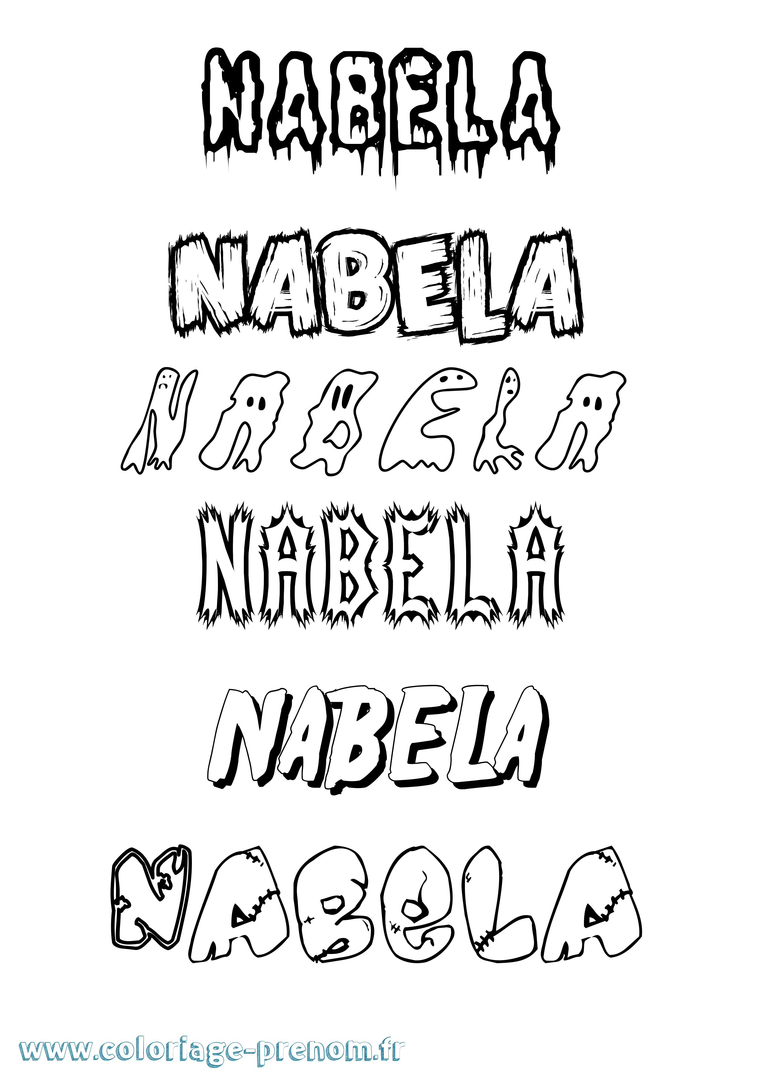 Coloriage prénom Nabela Frisson