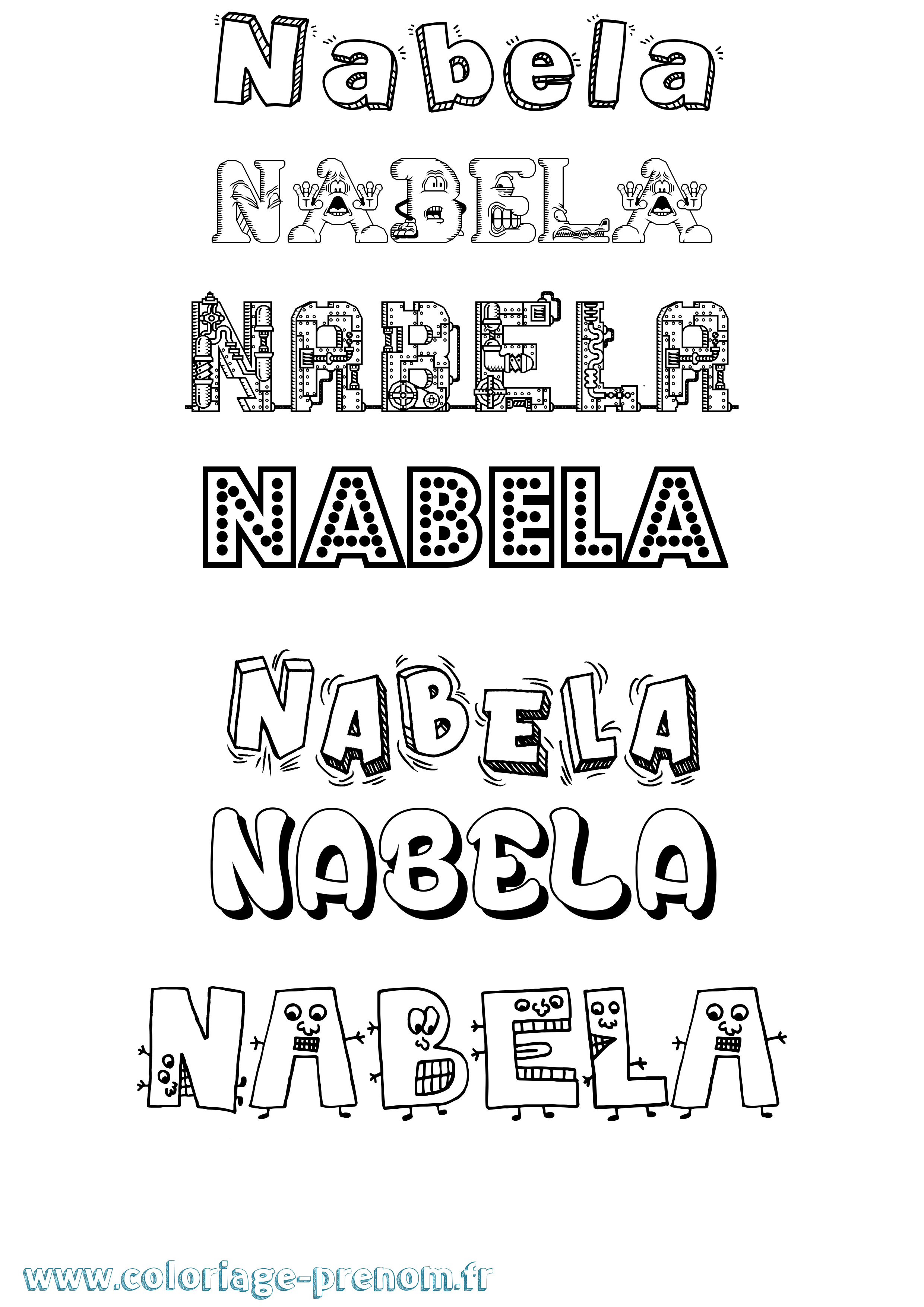 Coloriage prénom Nabela Fun