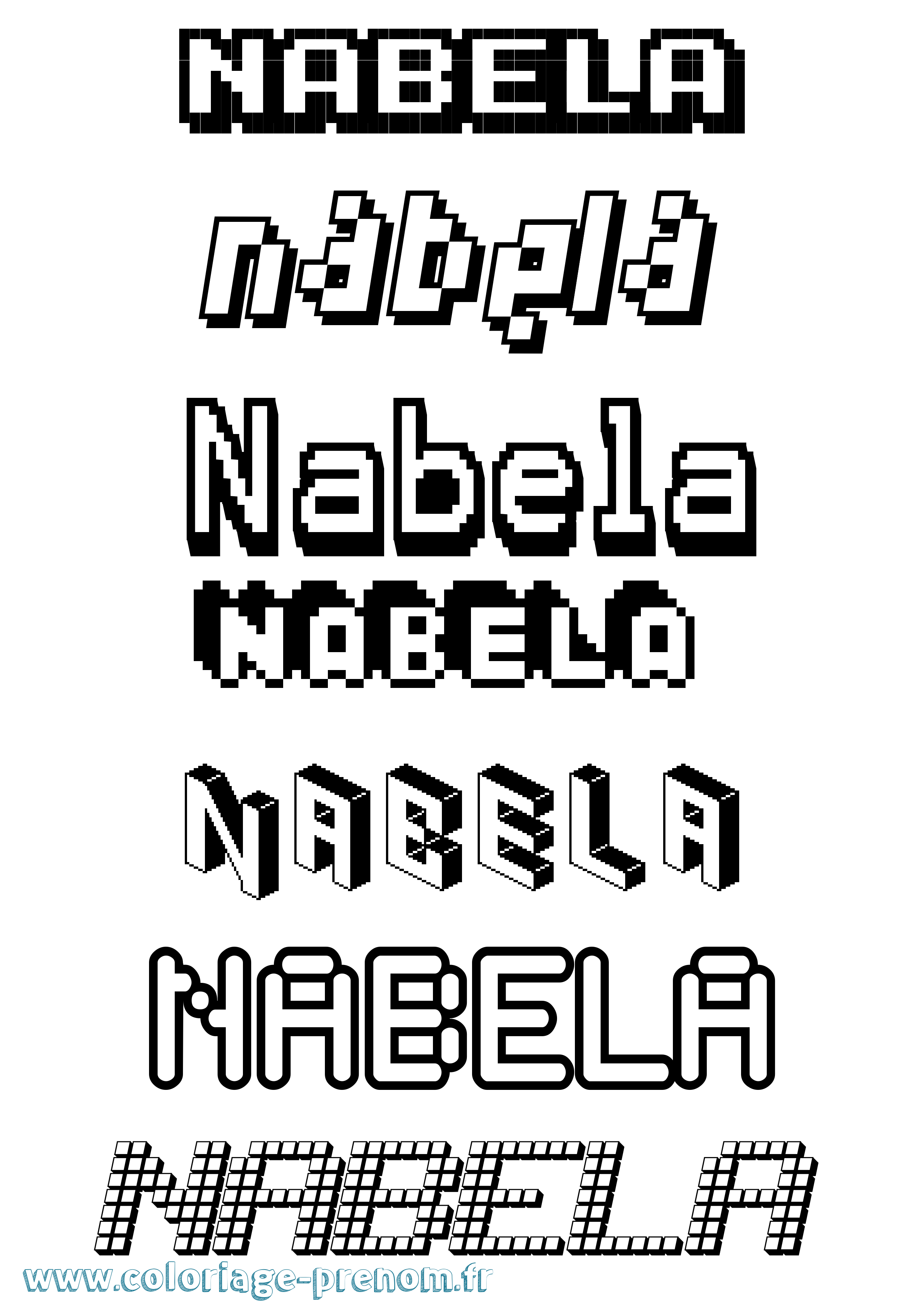 Coloriage prénom Nabela Pixel