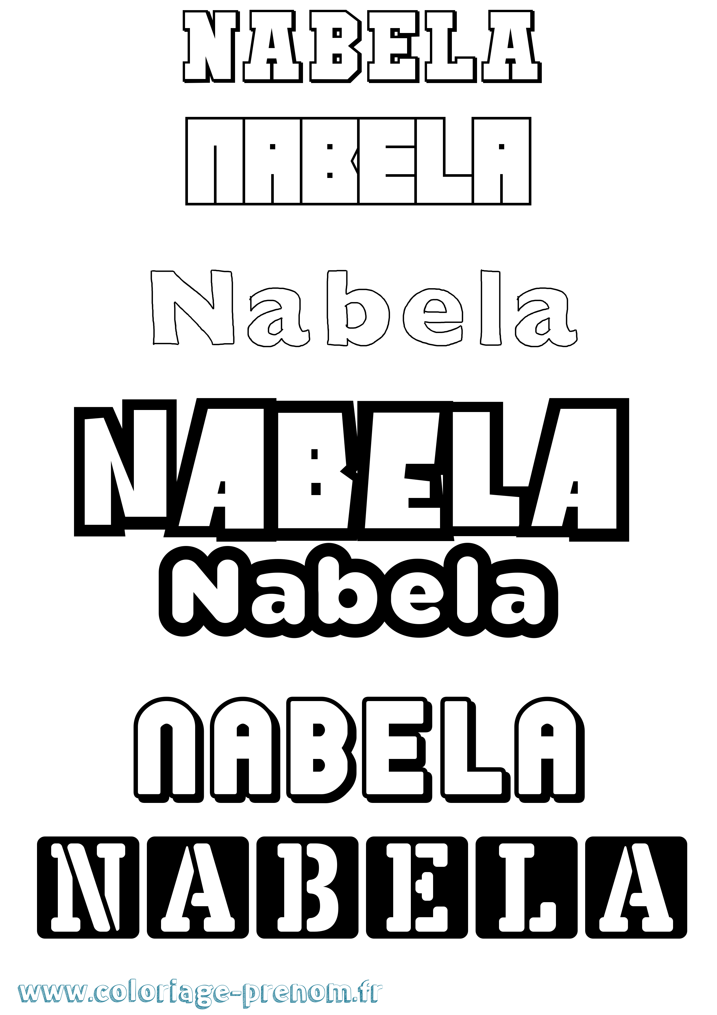 Coloriage prénom Nabela Simple